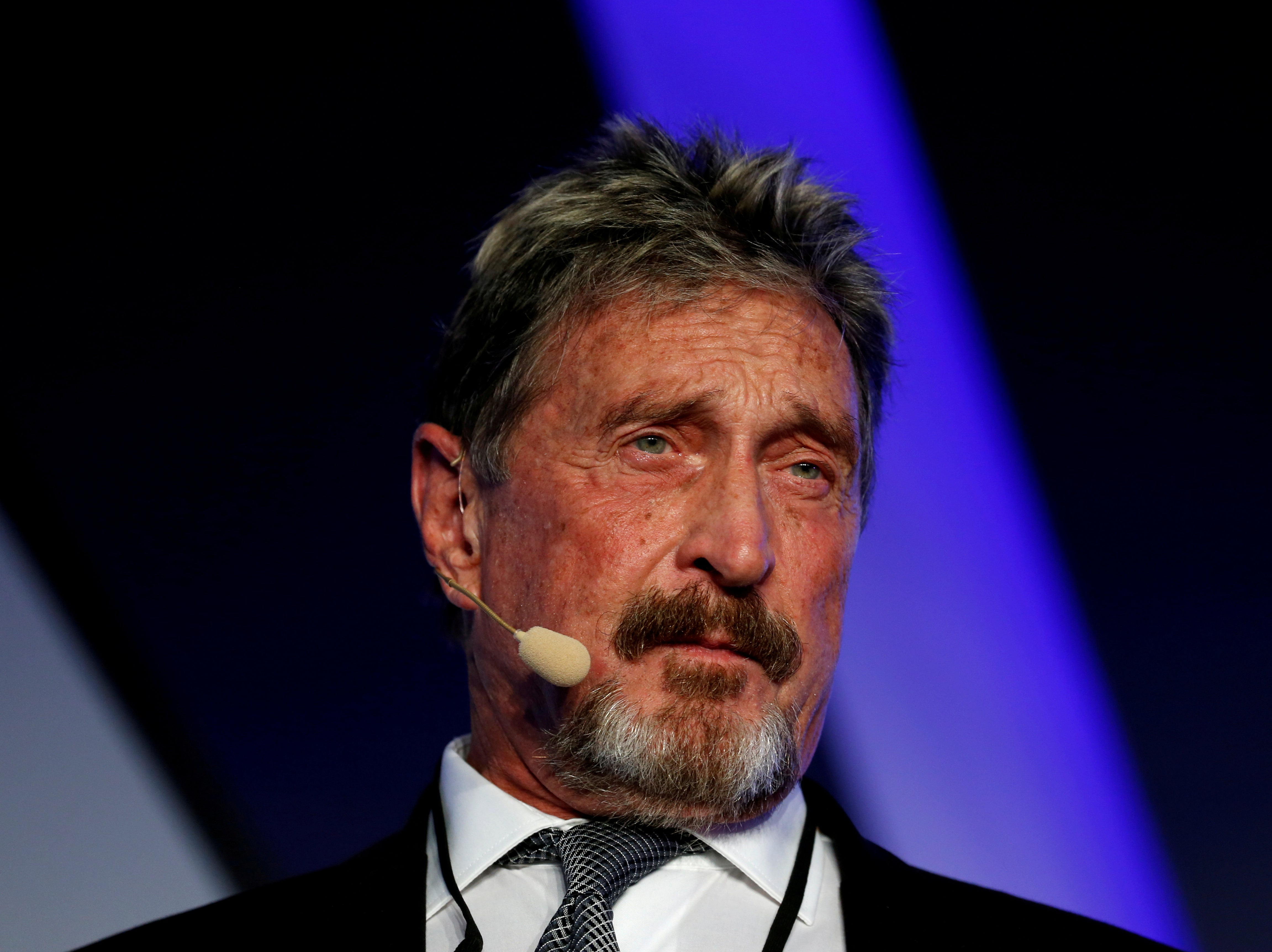 John McAfee, co-founder of McAfee Crypto Team and CEO of Luxcore and founder of McAfee Antivirus, speaks at the Malta Blockchain Summit in St Julian’s, Malta 1 November 2018