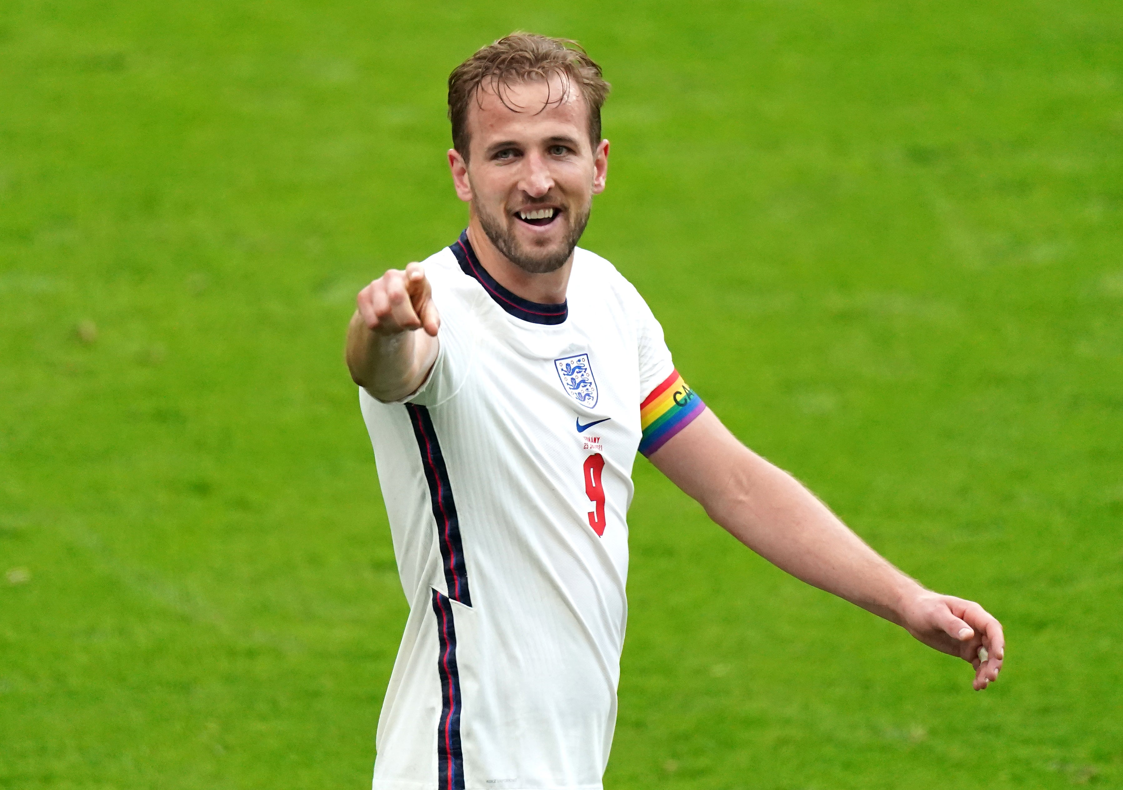 Harry Kane celebrates his goal for England