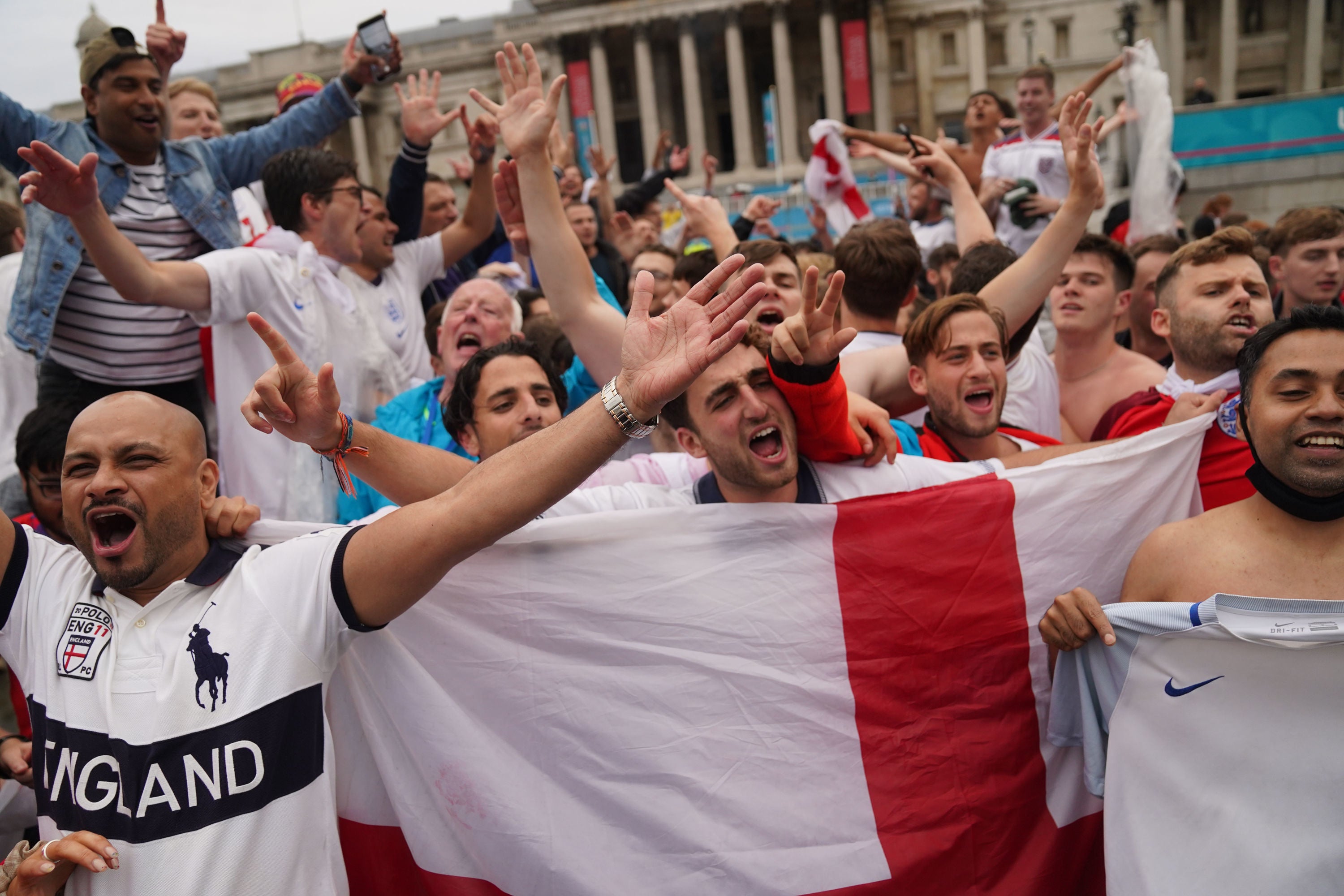 Celebrations at the fan zone in Trafalgar Square, London after England beat Germany 2-0