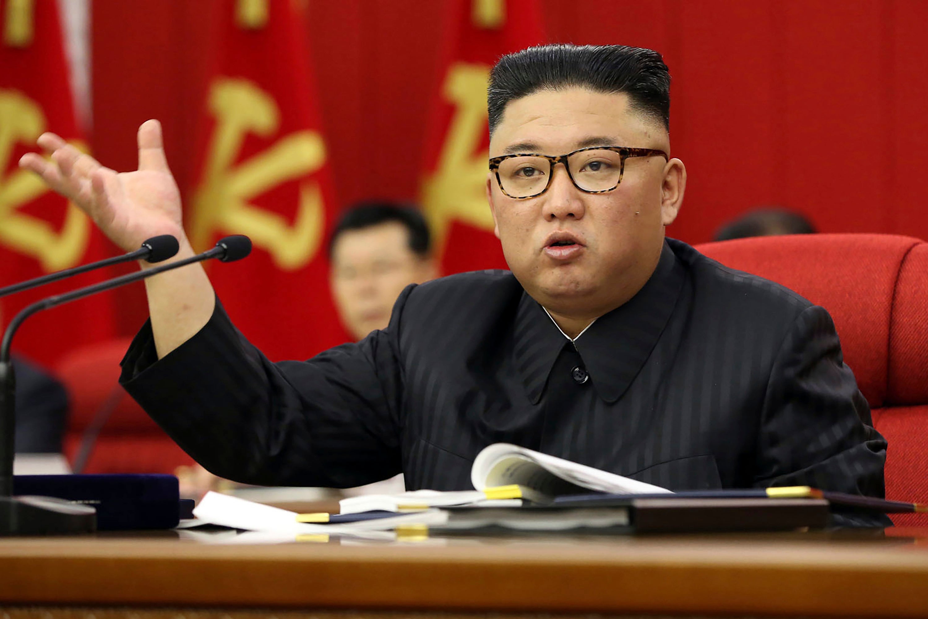 File: Kim Jong-un speaks during a Workers’ Party meeting in Pyongyang, North Korea on 15 June