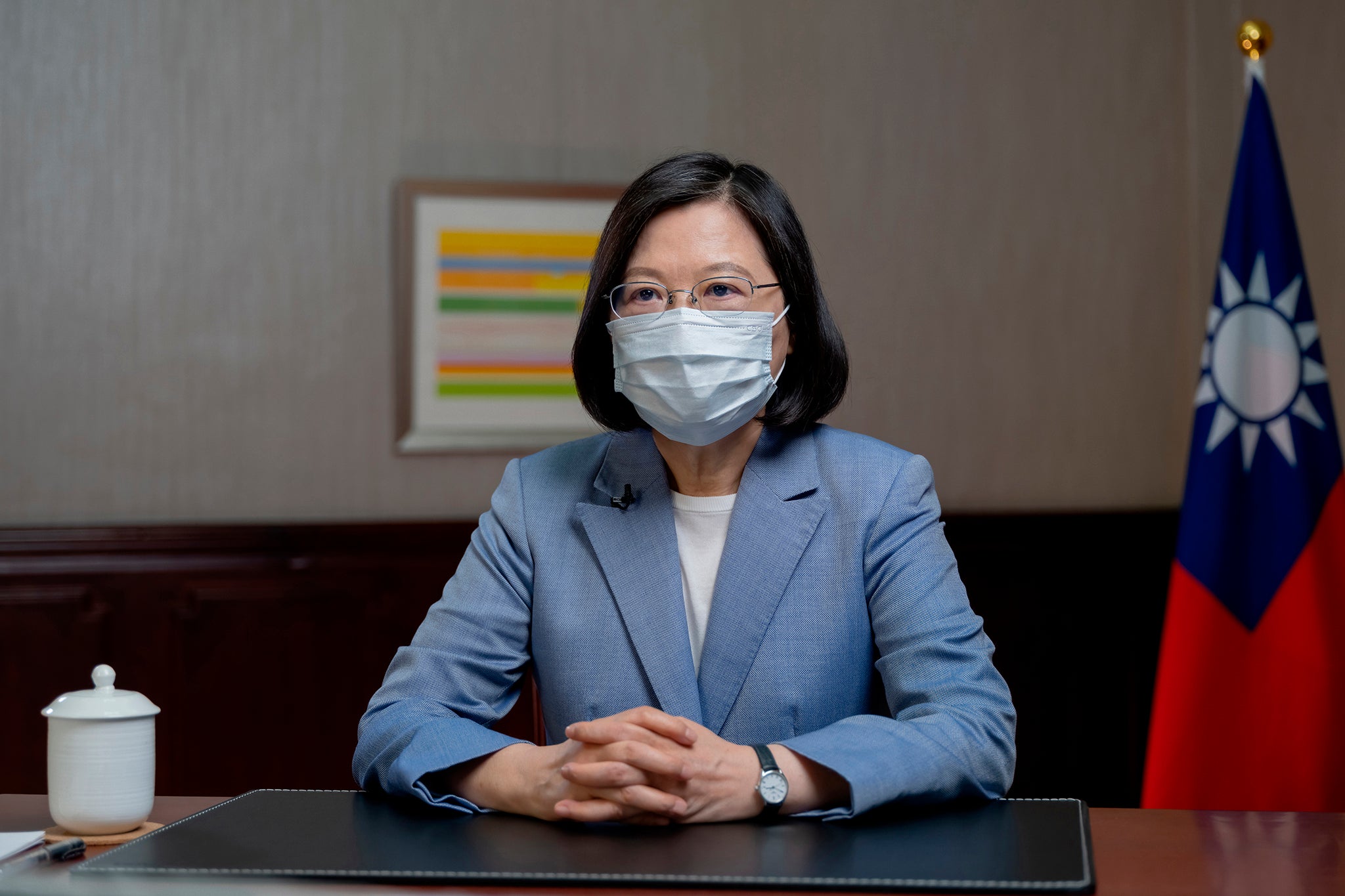 In this photo released by the Taiwan Presidential Office, president Tsai Ing-wen speaks at the presidential office on 20 June, 2021