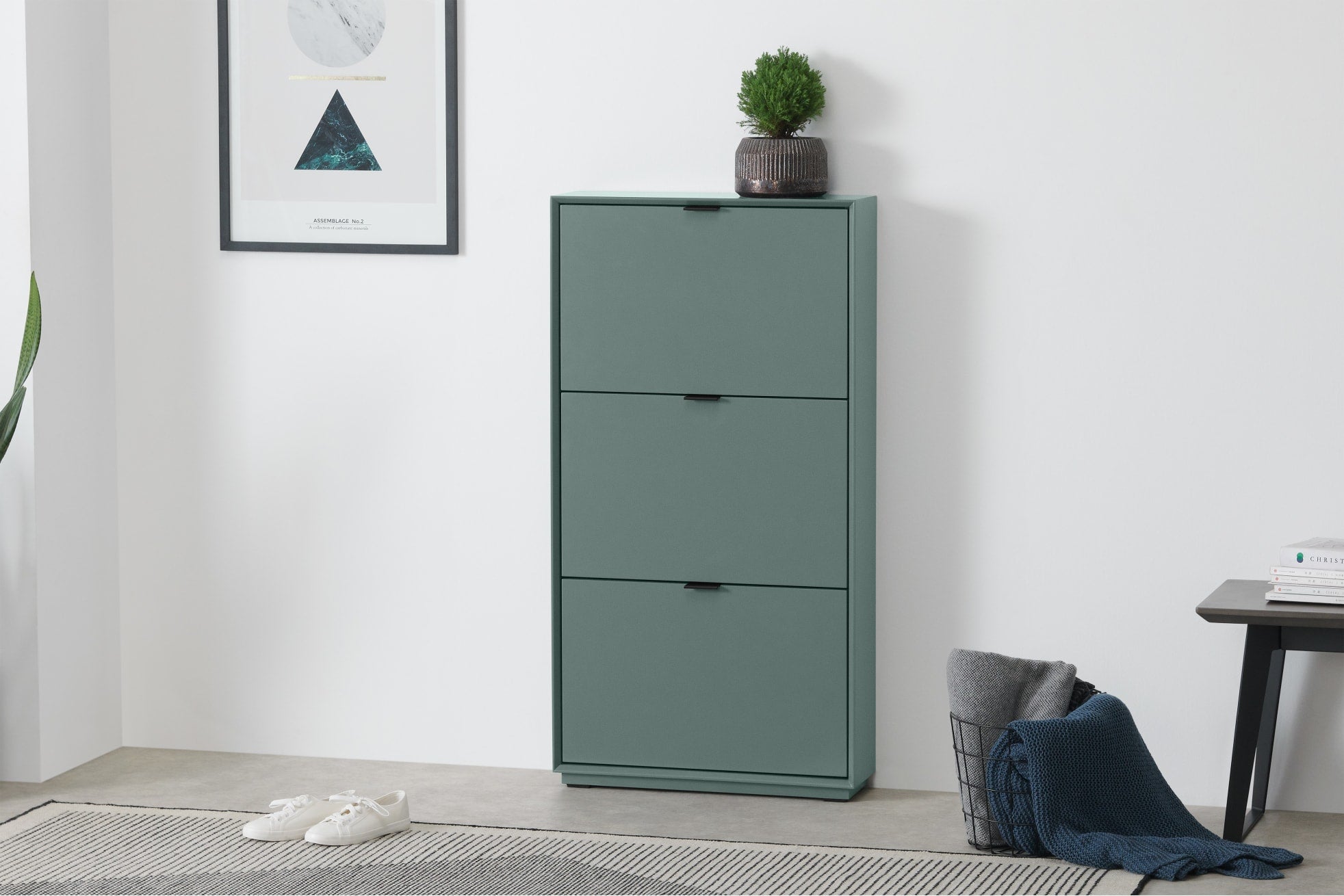 Marcell Shoe Storage Cabinet, Stone Blue, £149 at Made.com