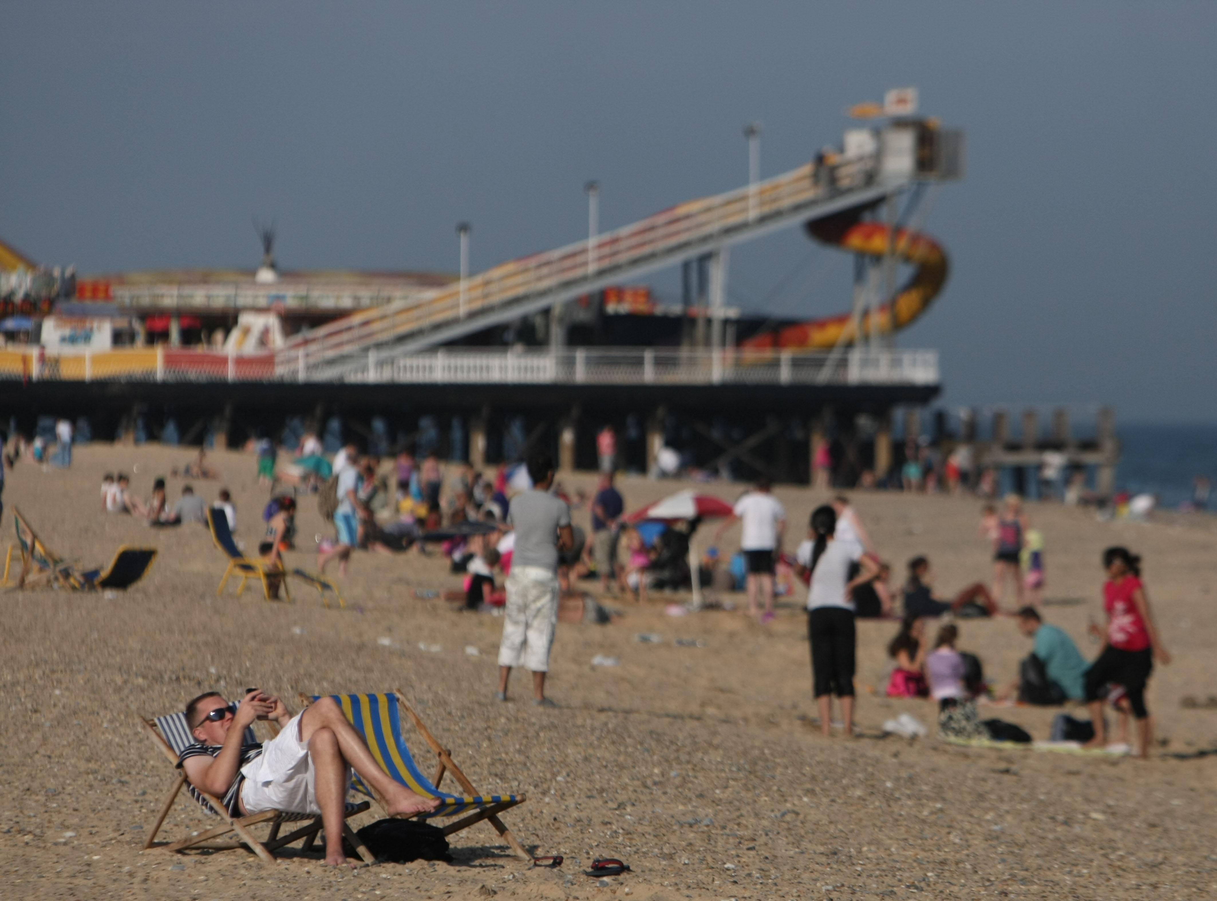 People on Great Yarmouth beach in Norfolk