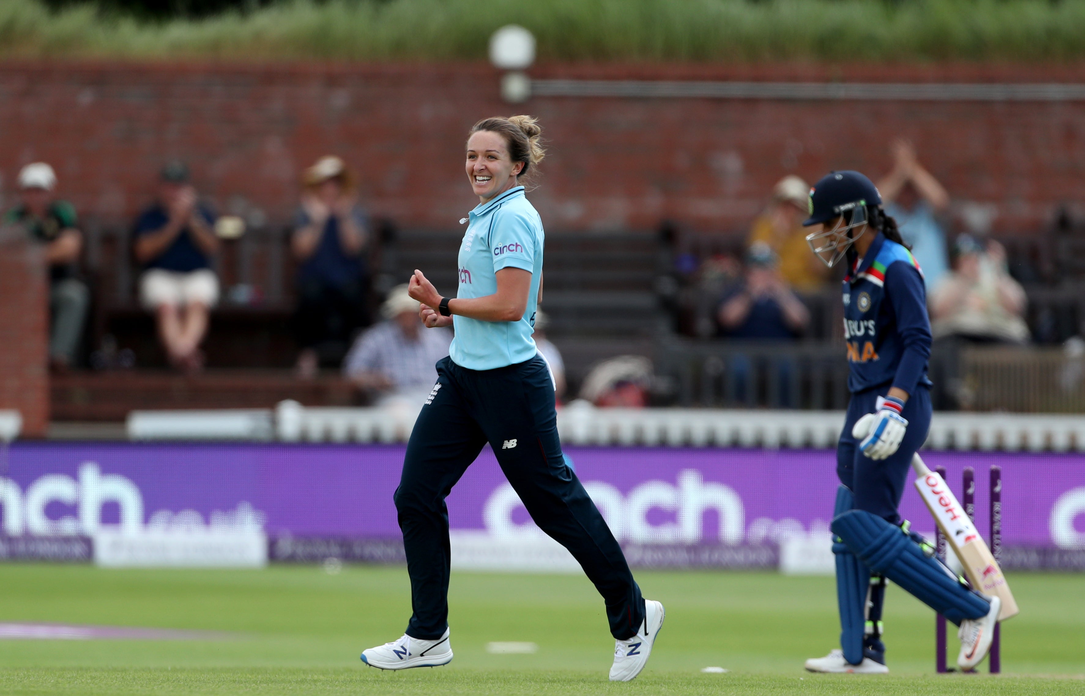 Kate Cross hailed the "amazing" record-breaking sixth-wicket partnership that saw England clinch a five-wicket victory over India