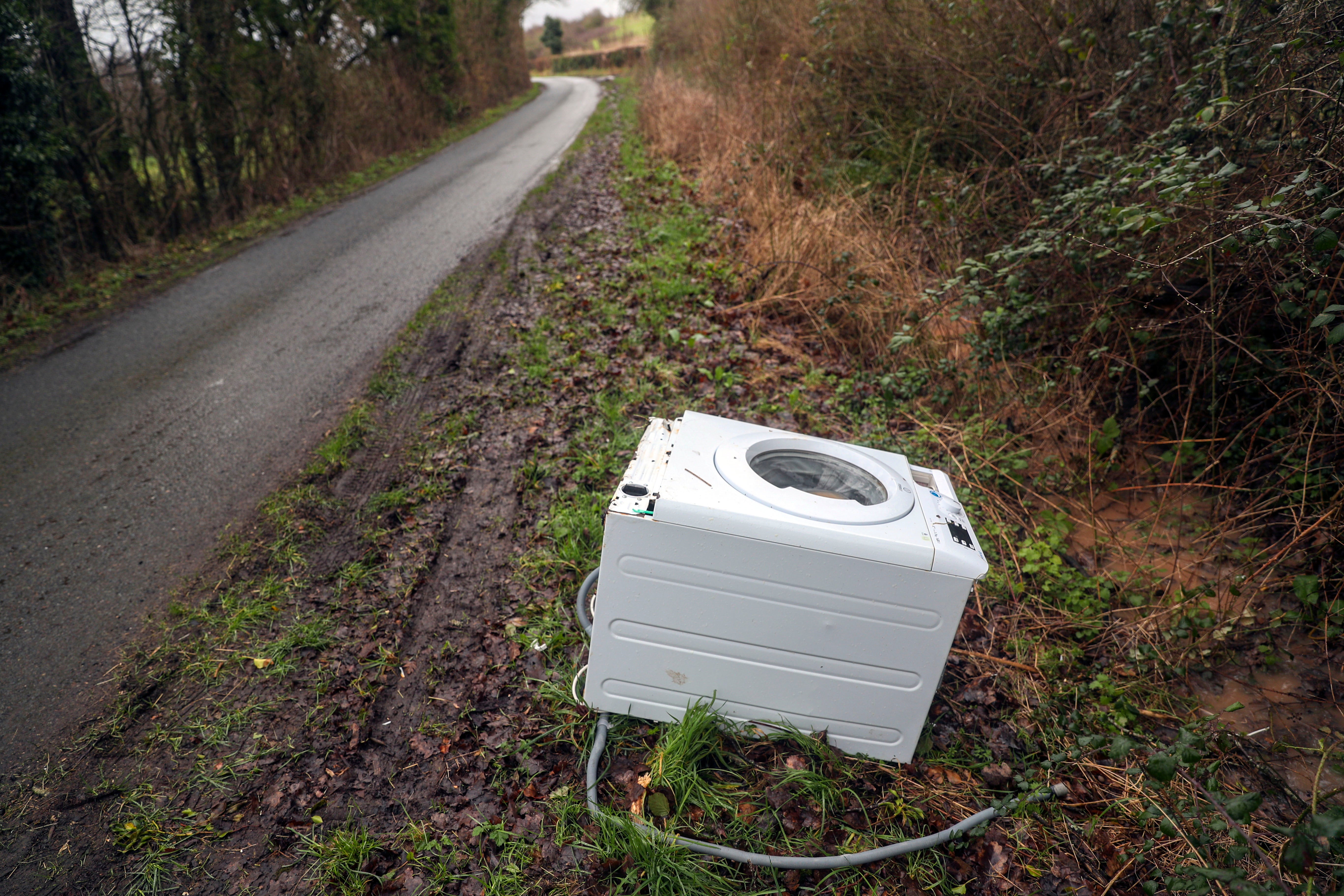 A discarded washing machine