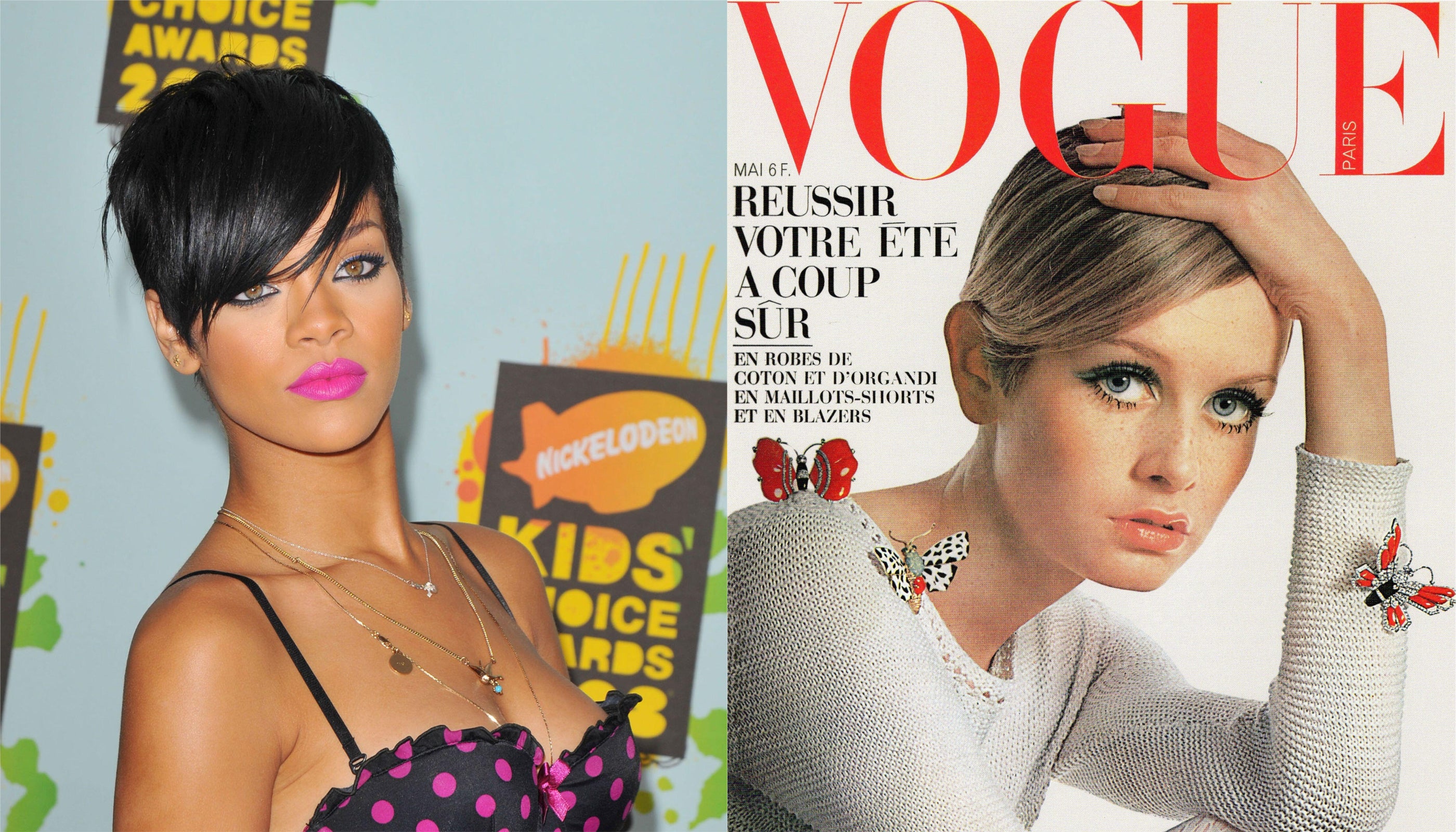 Rihanna (L) and Twiggy