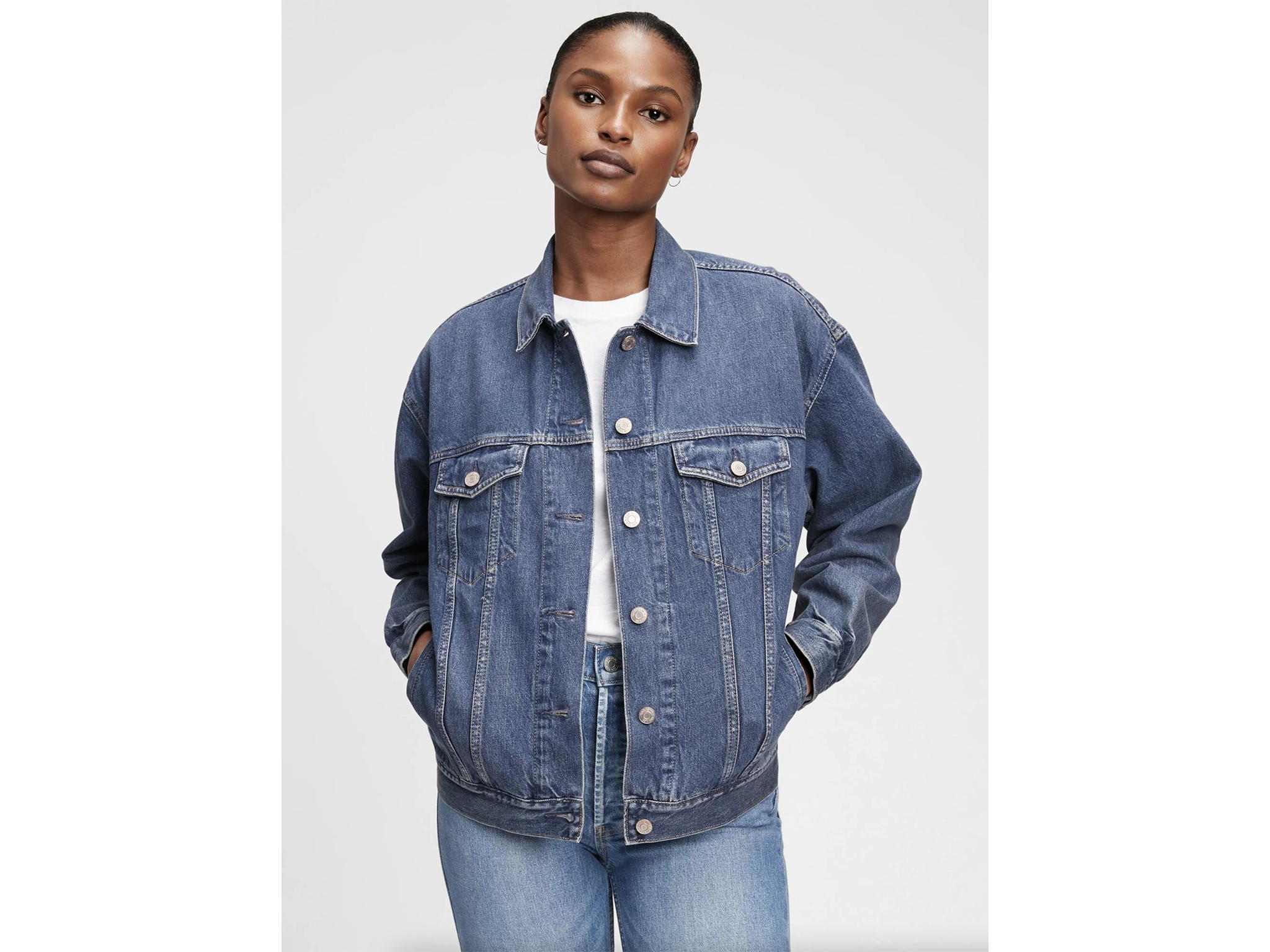 Gap oversized denim jacket: Was £64.95, now £45.46, Gap.co.uk