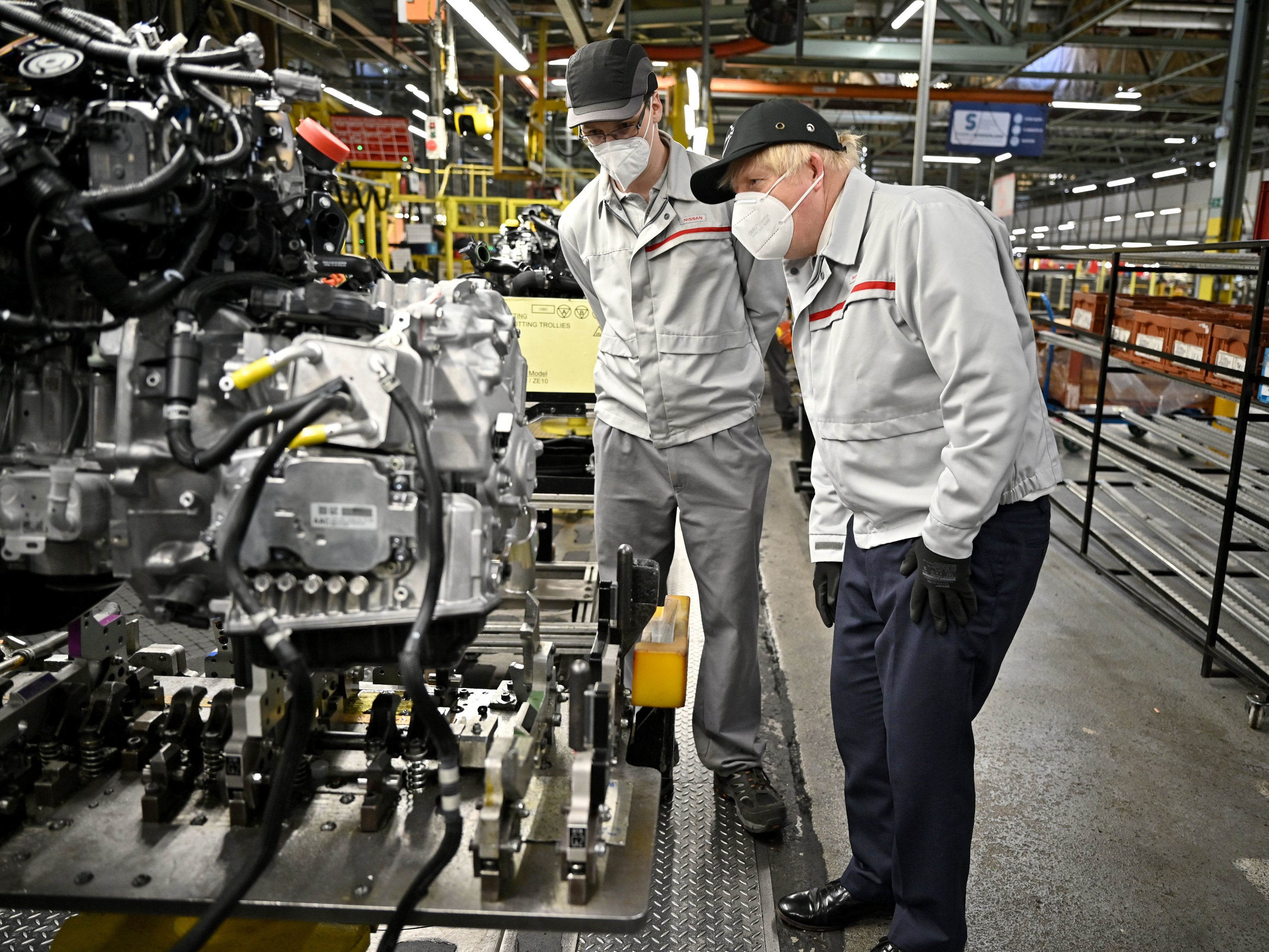 Boris Johnson during his visit to the Nissan plant in Sunderland after its announcement