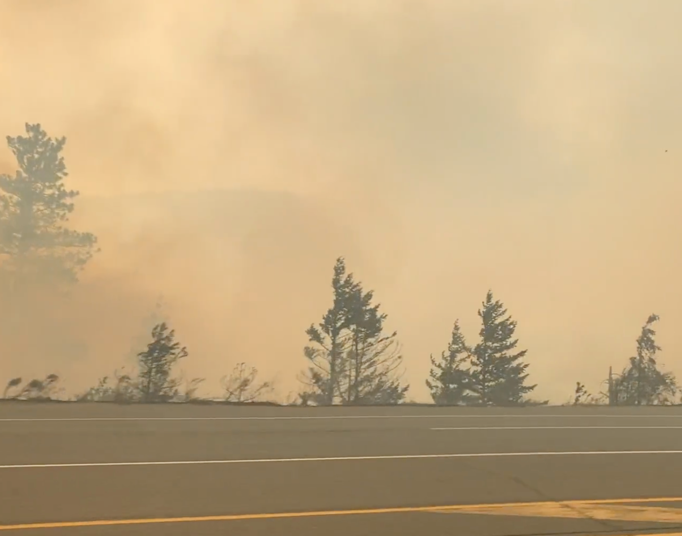 Smoke clouded the air in Lytton, which was evacuated on Wednesday due to wildfires