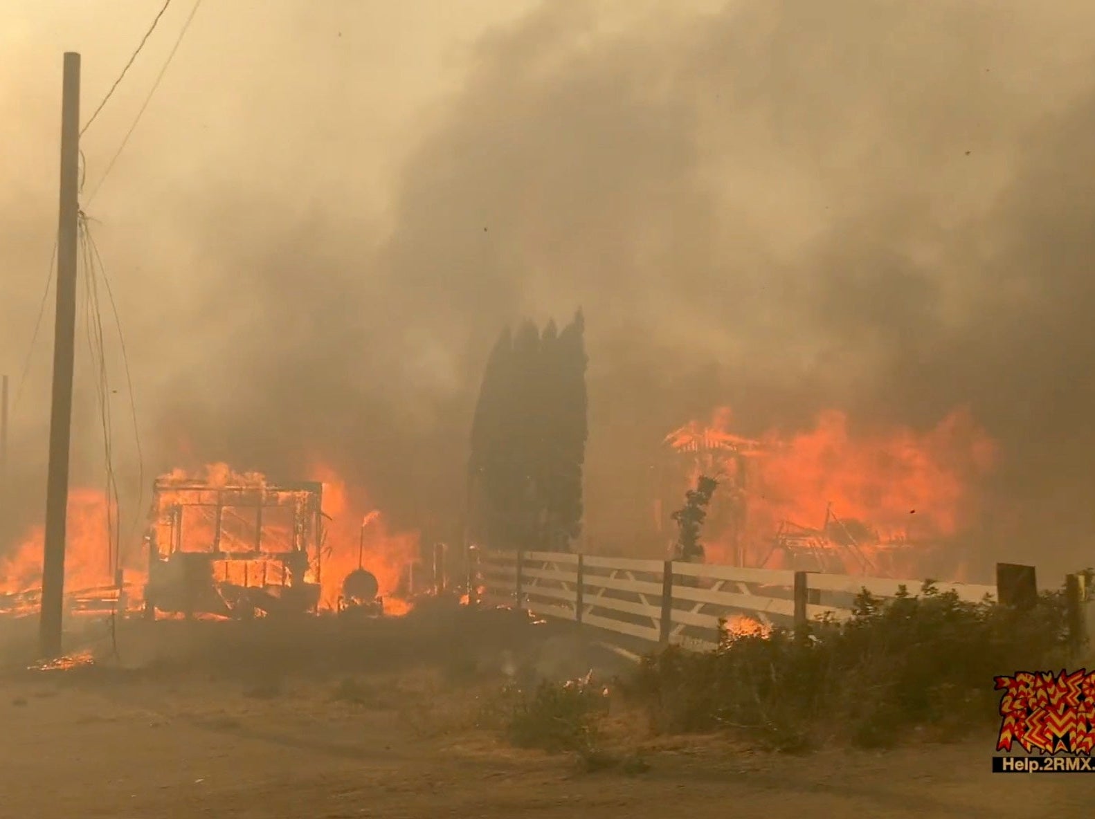 Fire raging in Lytton, British Columbia.