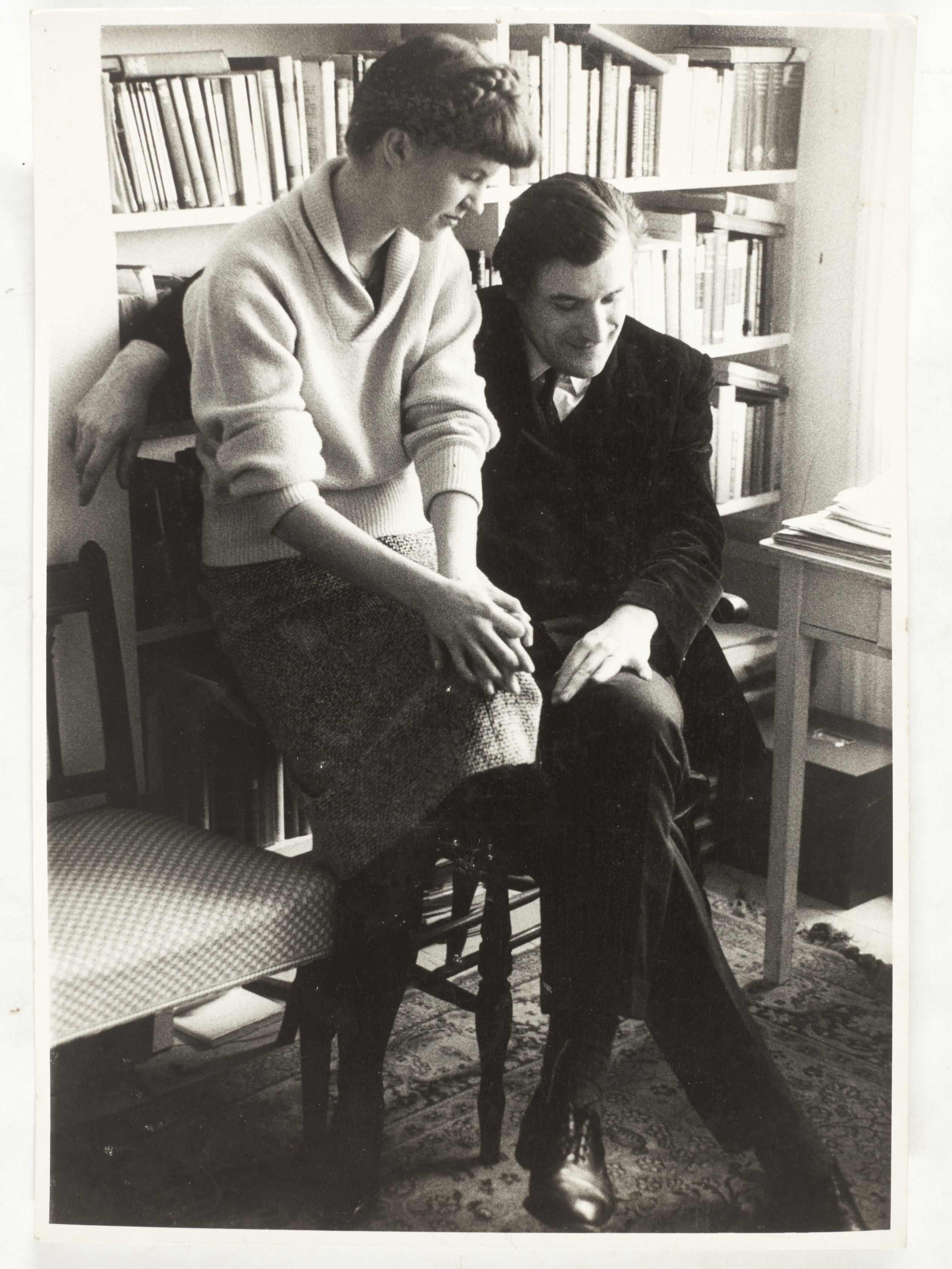 A 1961 portrait of Sylvia Plath and Ted Hughes, taken by David Bailey and inscribed by Plath