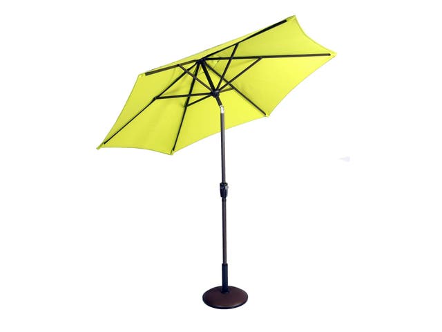 Hayes Garden World 2.2m round aluminium crank deluxe parasol: £54.99, Hayesgardenworld.co.uk