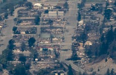 Shocking aerial photos reveal ‘warzone’ destruction in Canada’s hottest town after wildfire ‘sparked by a train’