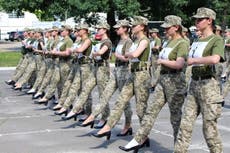 Female soldiers in Ukraine forced to march in heels