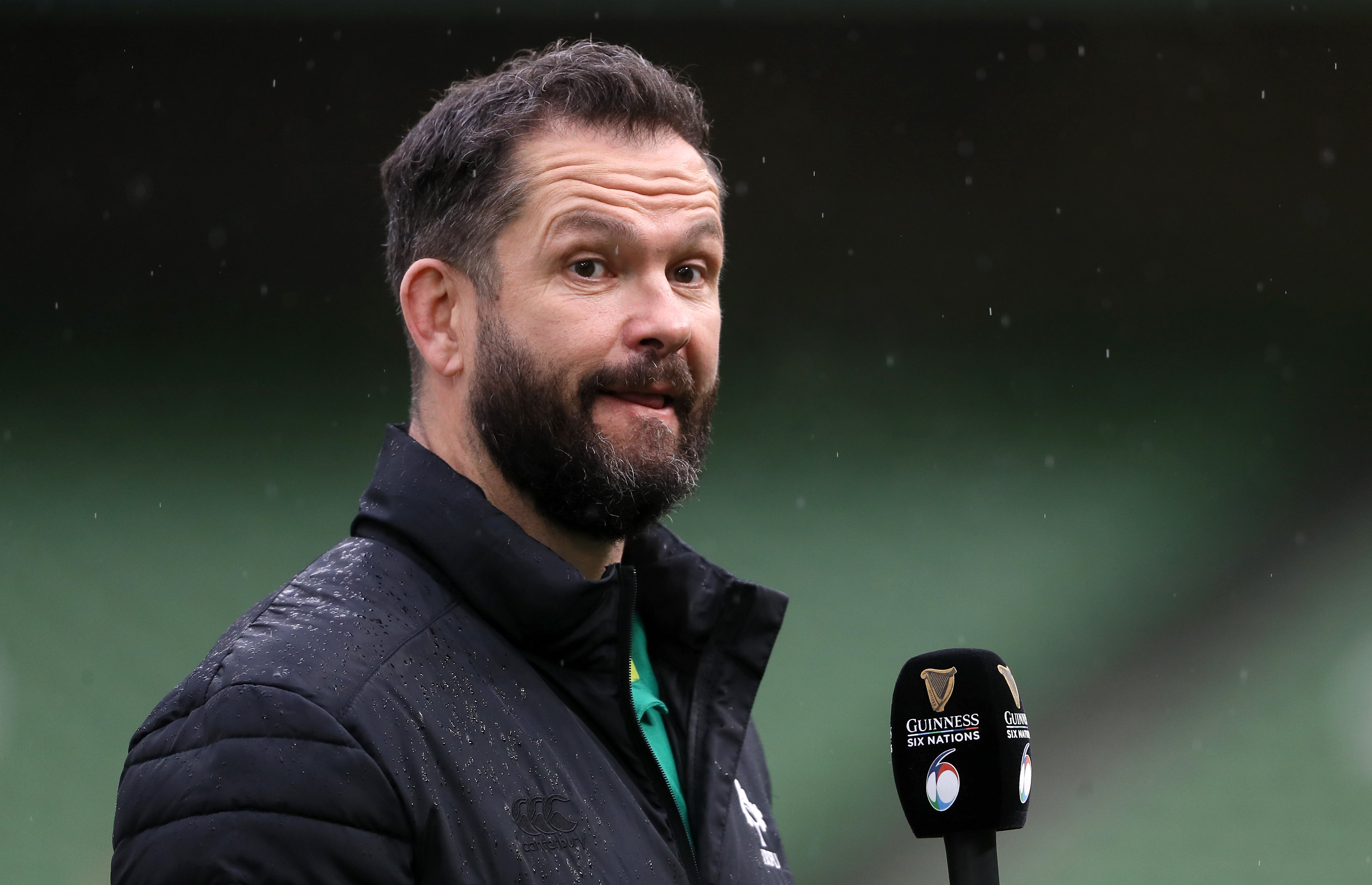 Andy Farrell during a pitchside interview