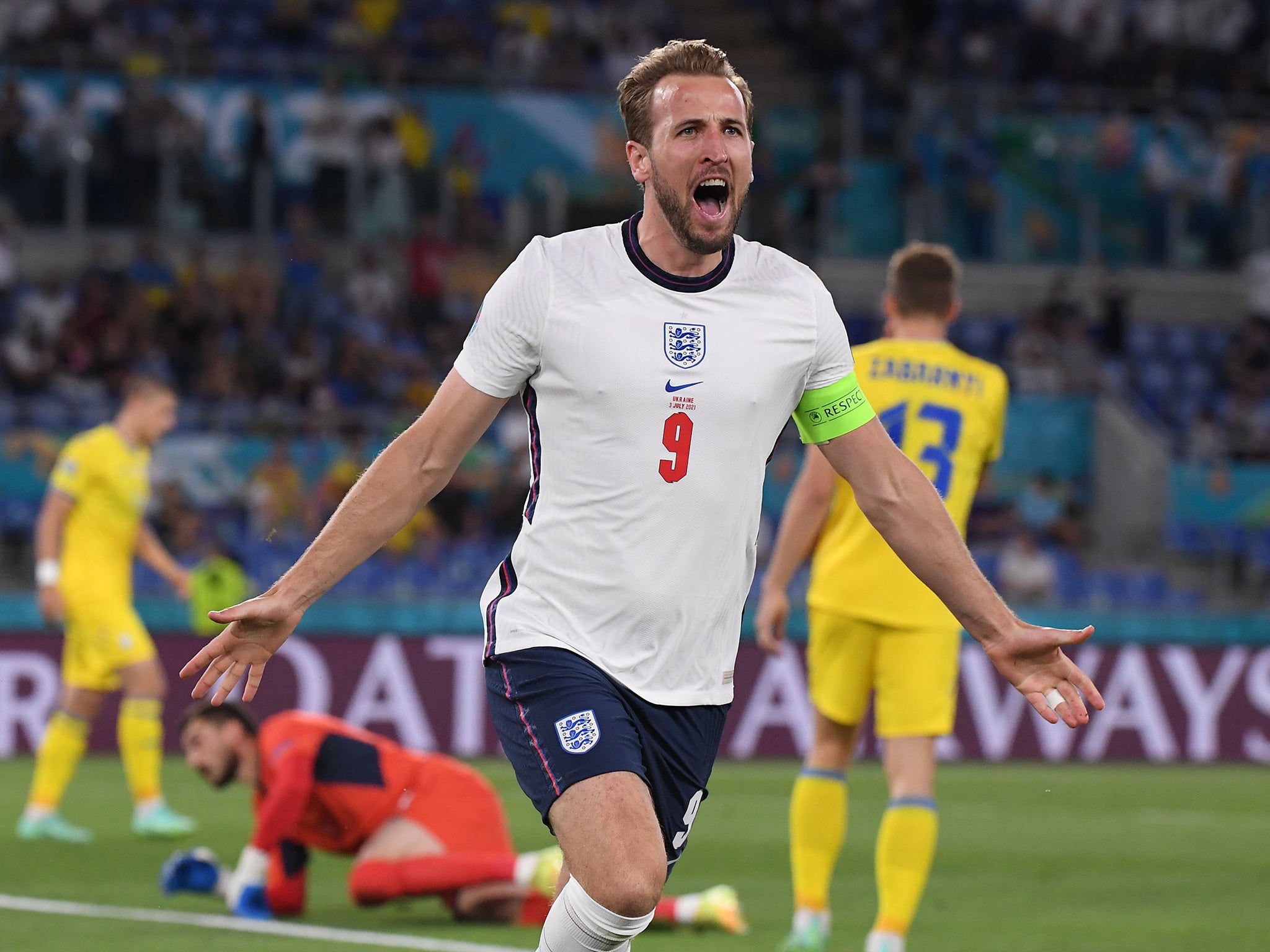 Hot streak: Harry Kane gets England off to a flyer in the quarter-final