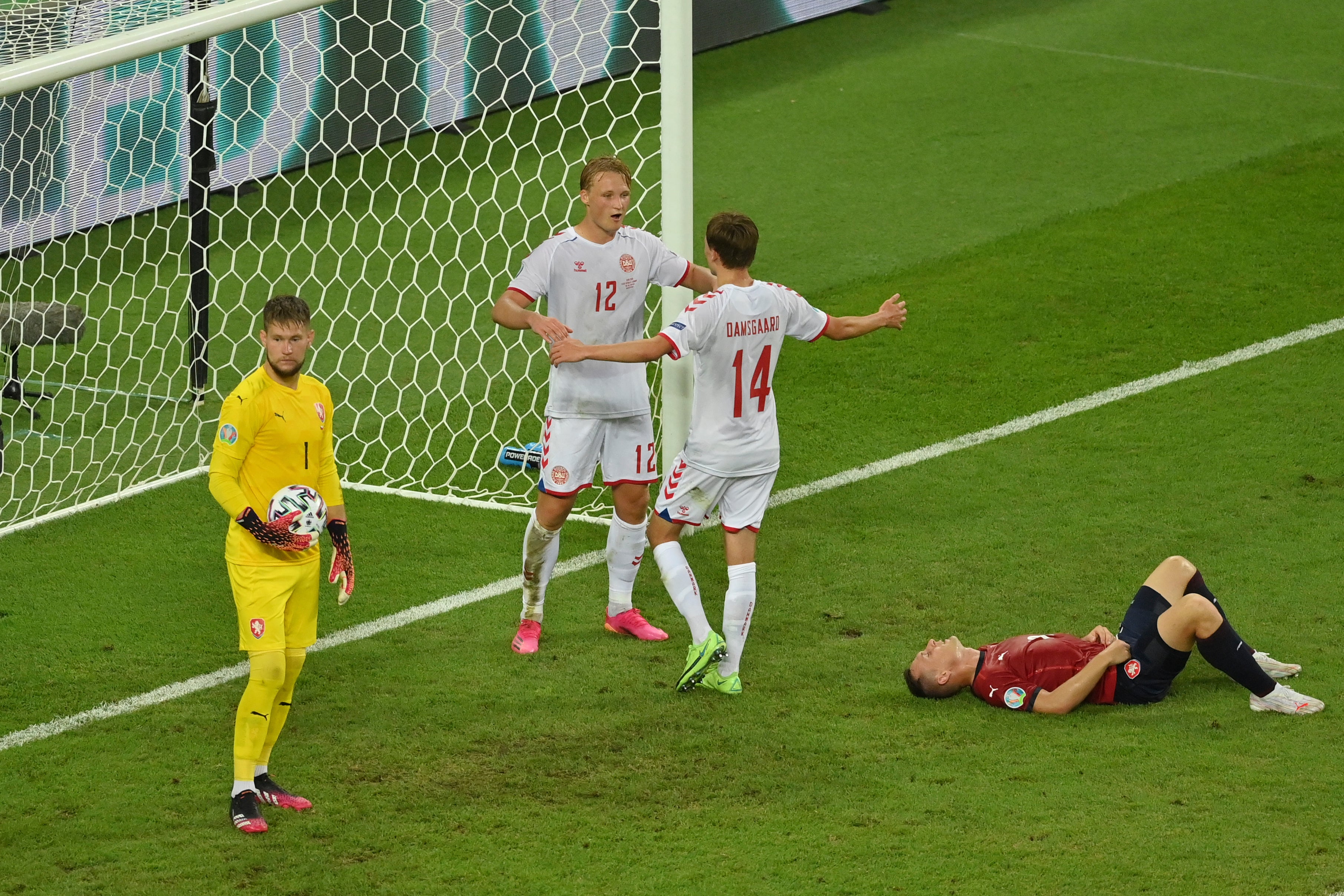 Kasper Dolberg celebrates making it 2-0