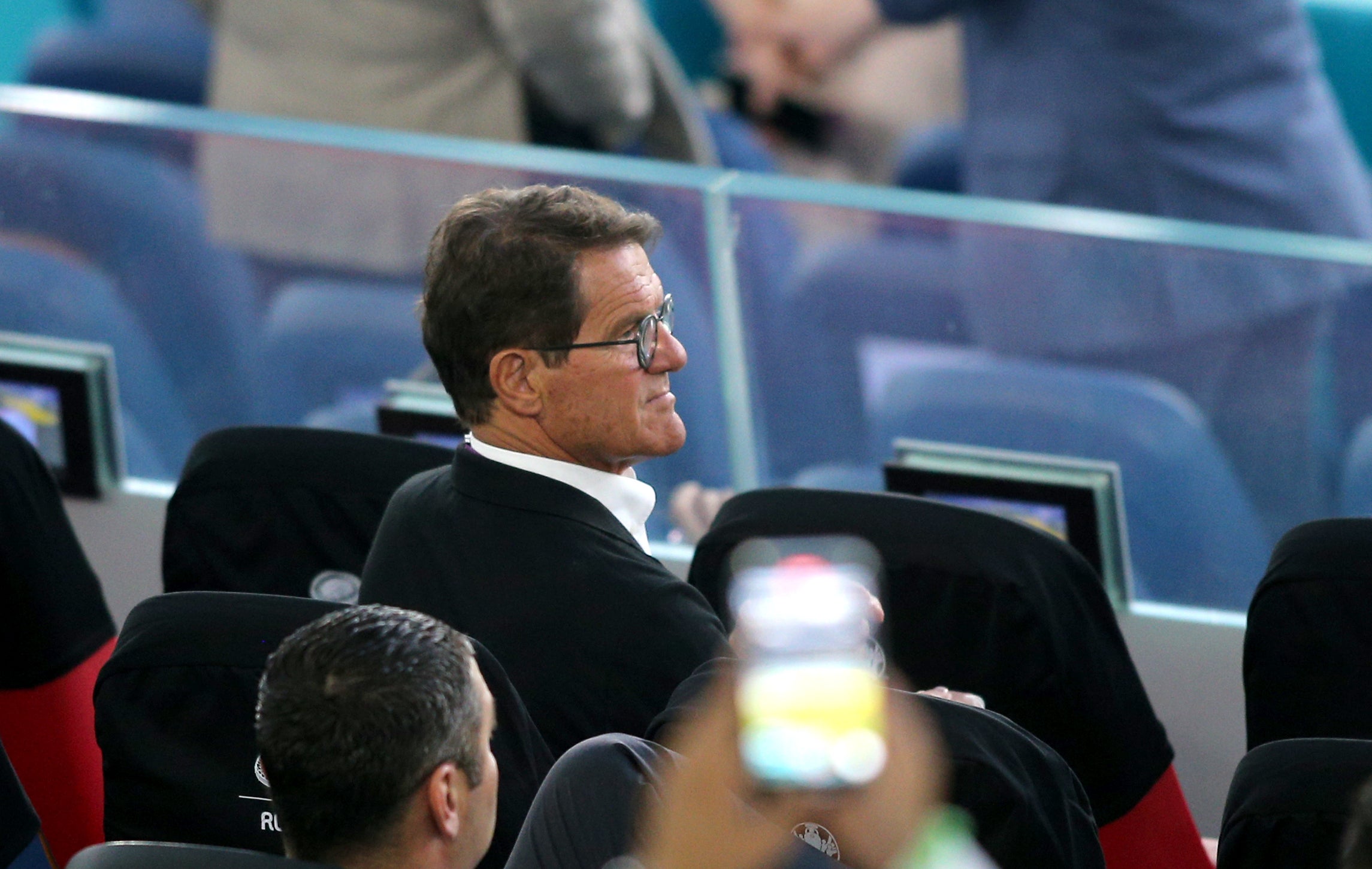 Fabio Capello in the stands at the Stadio Olimpico