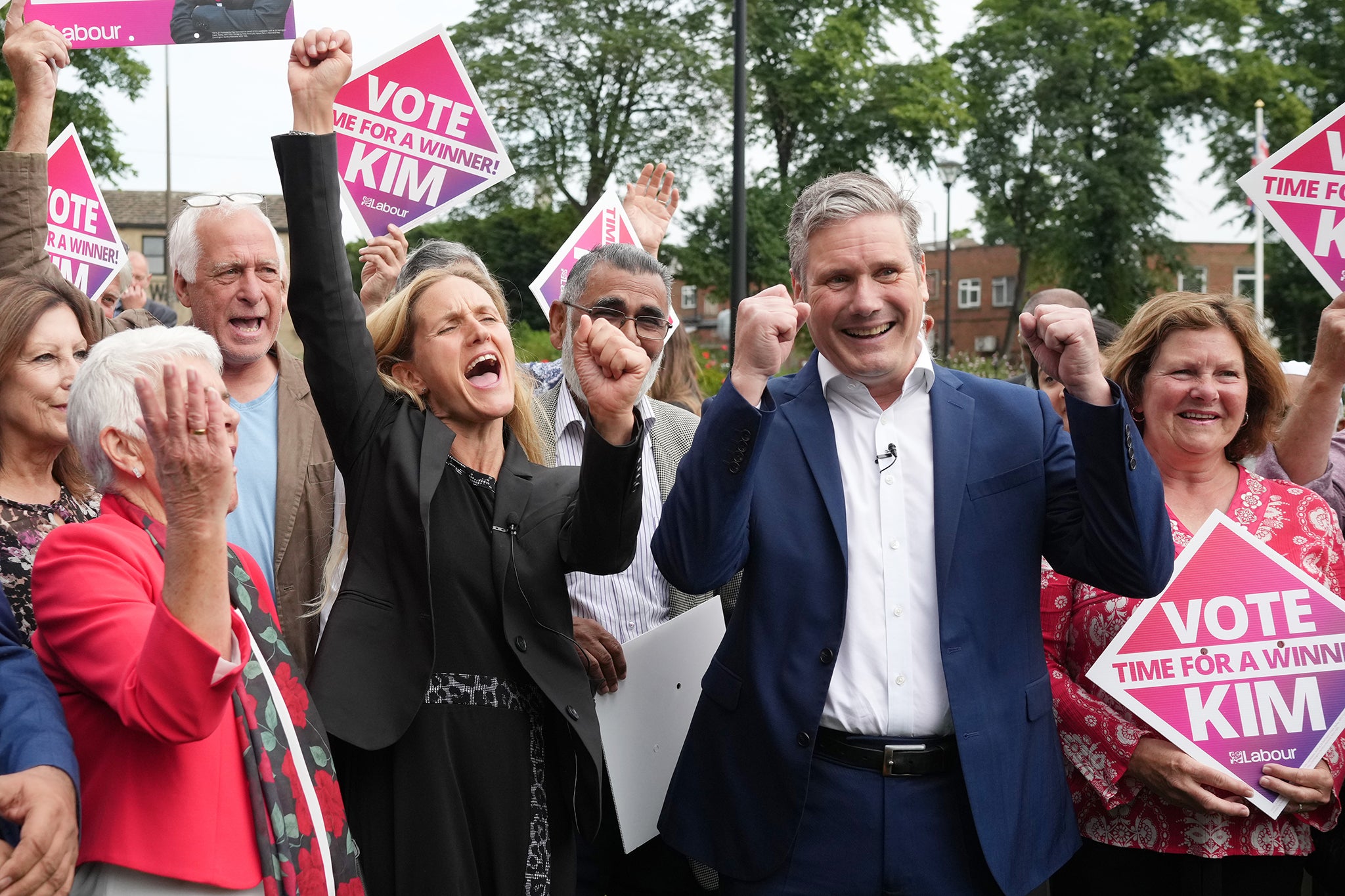 Keir Starmer with Kim Leadbeater in 2021, after she beat Galloway in the Batley and Spen by-election