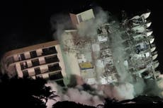 Miami building collapse: Remaining section of Surfside tower is demolished with explosives