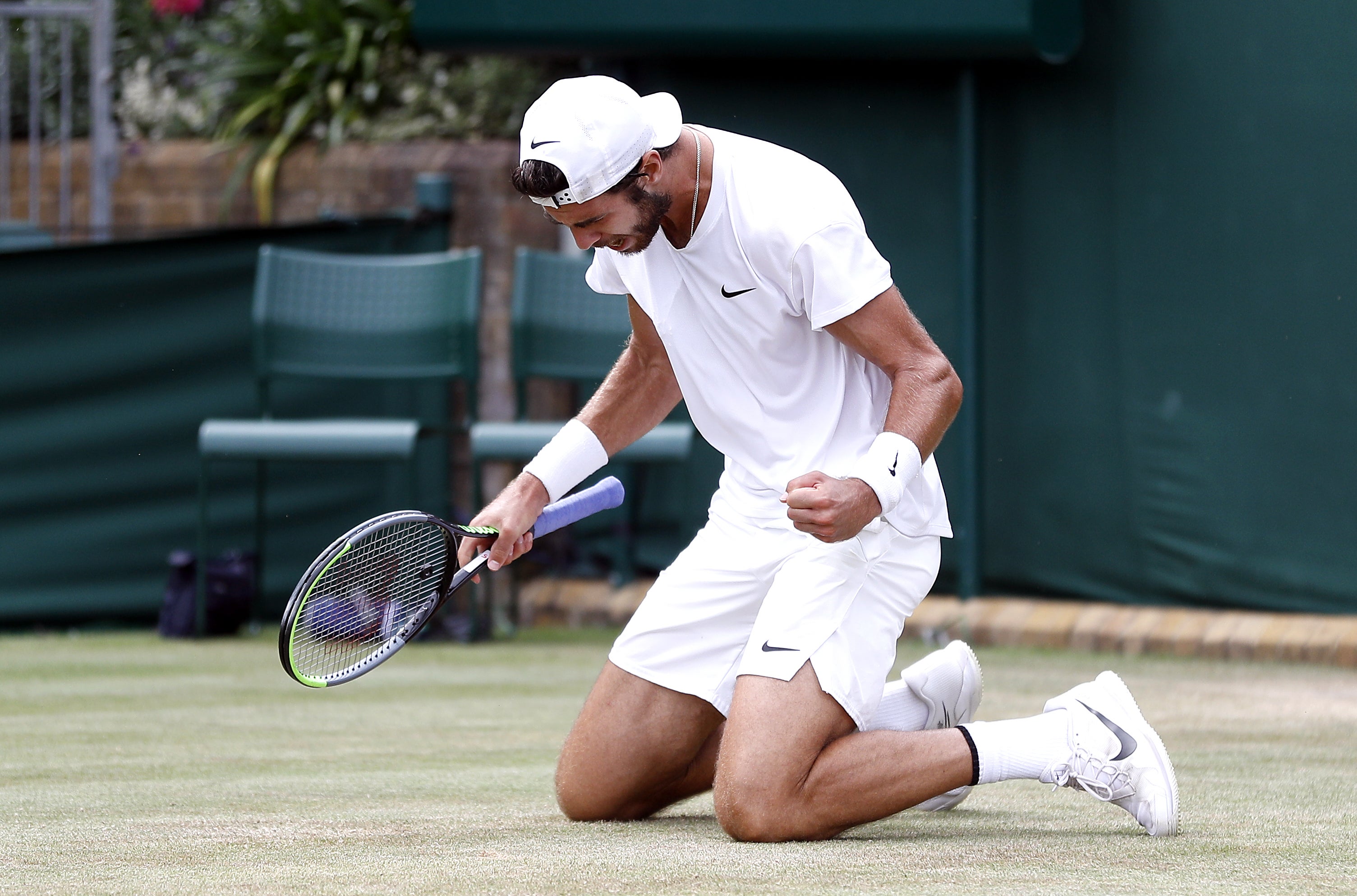 Karen Khachanov celebrates victory against Sebastian Korda