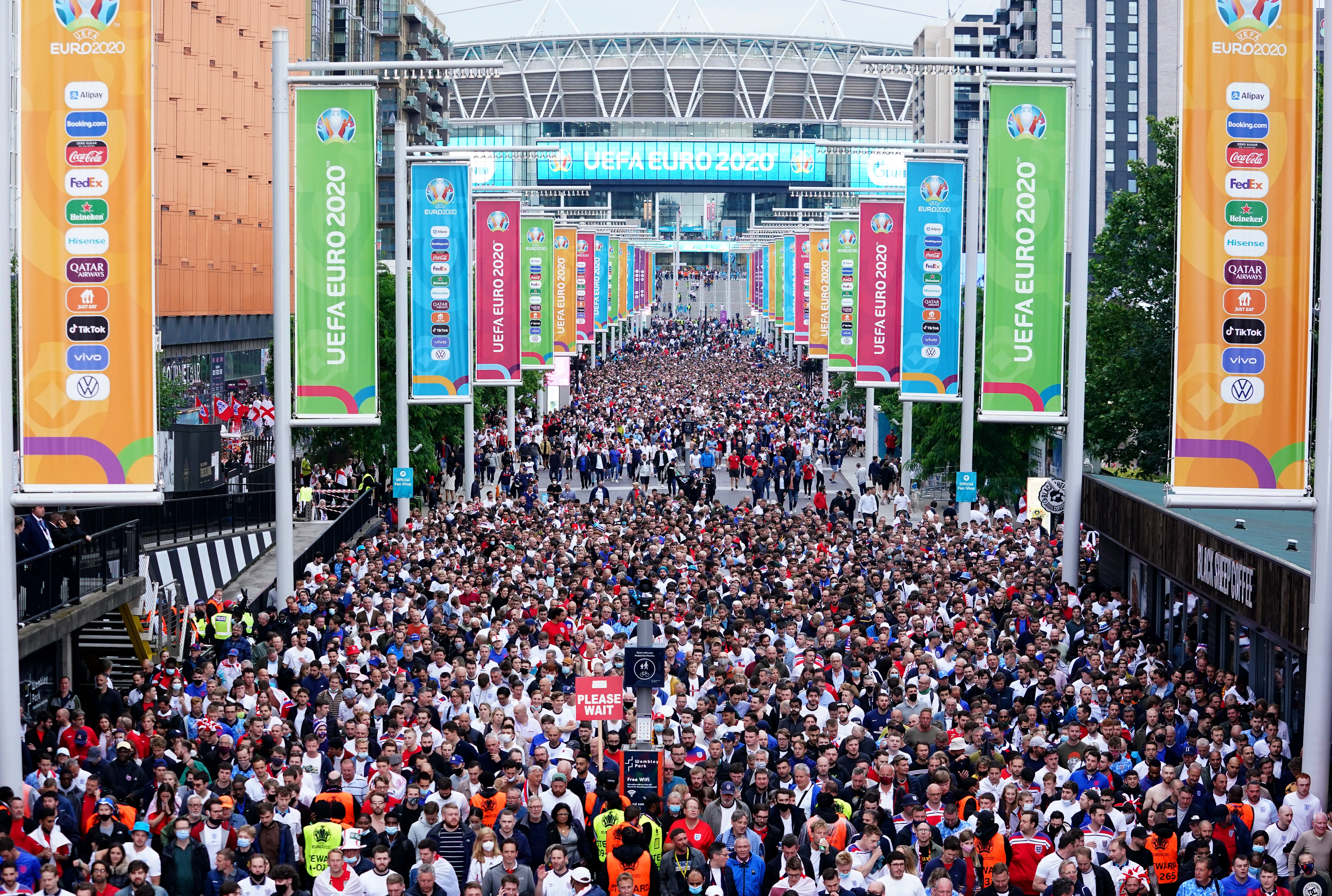 Fans leave Wembley after England's Euro 2020 last 16 victory over Germany