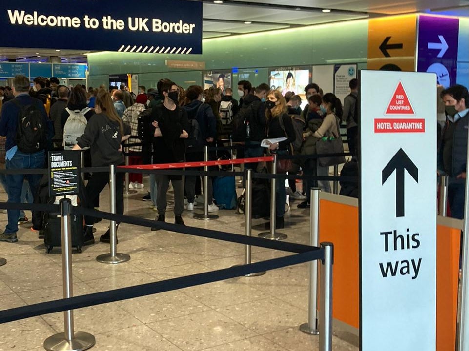 Opening soon? Arrivals at Heathrow airport