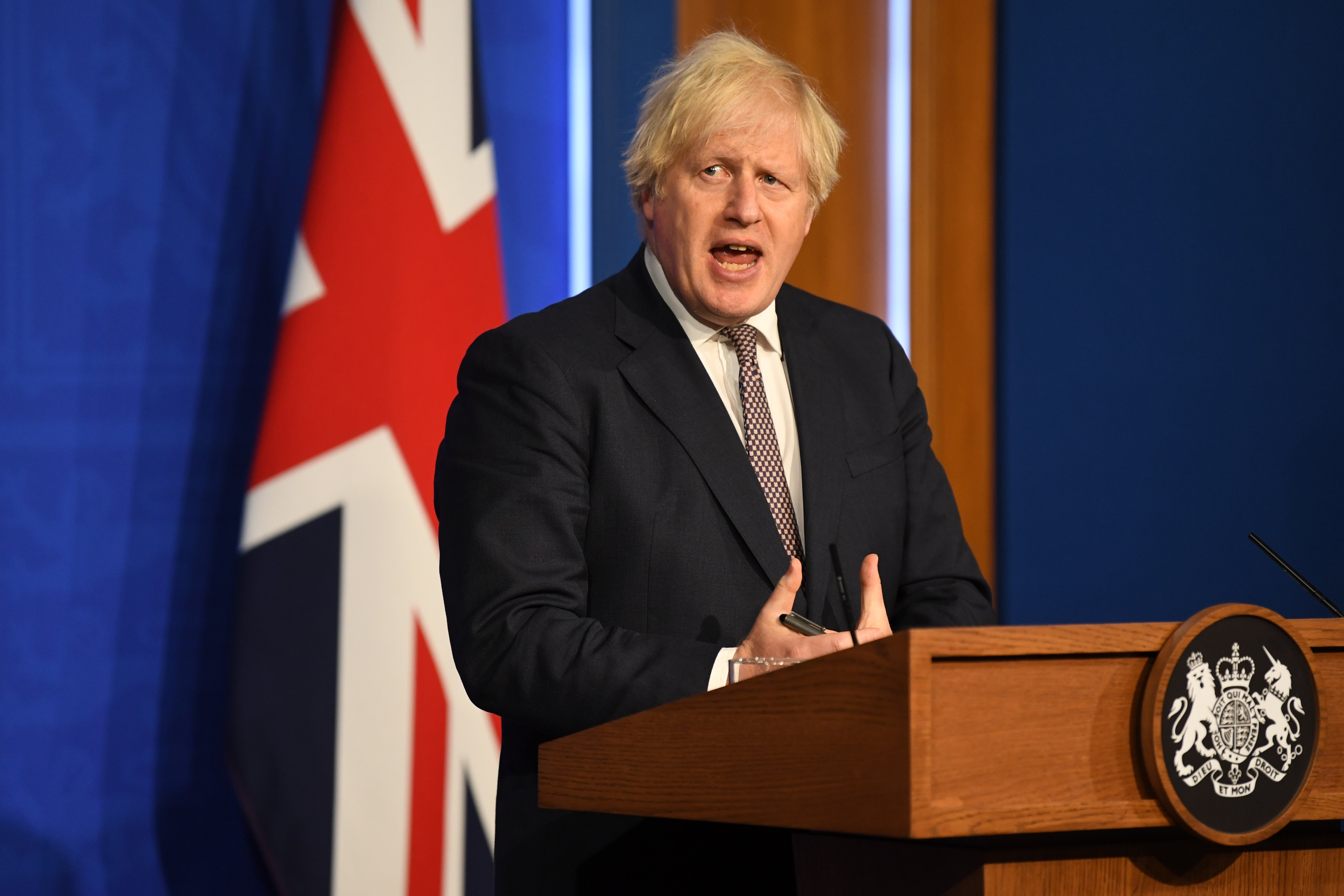 Boris Johnson during his announcement on Monday