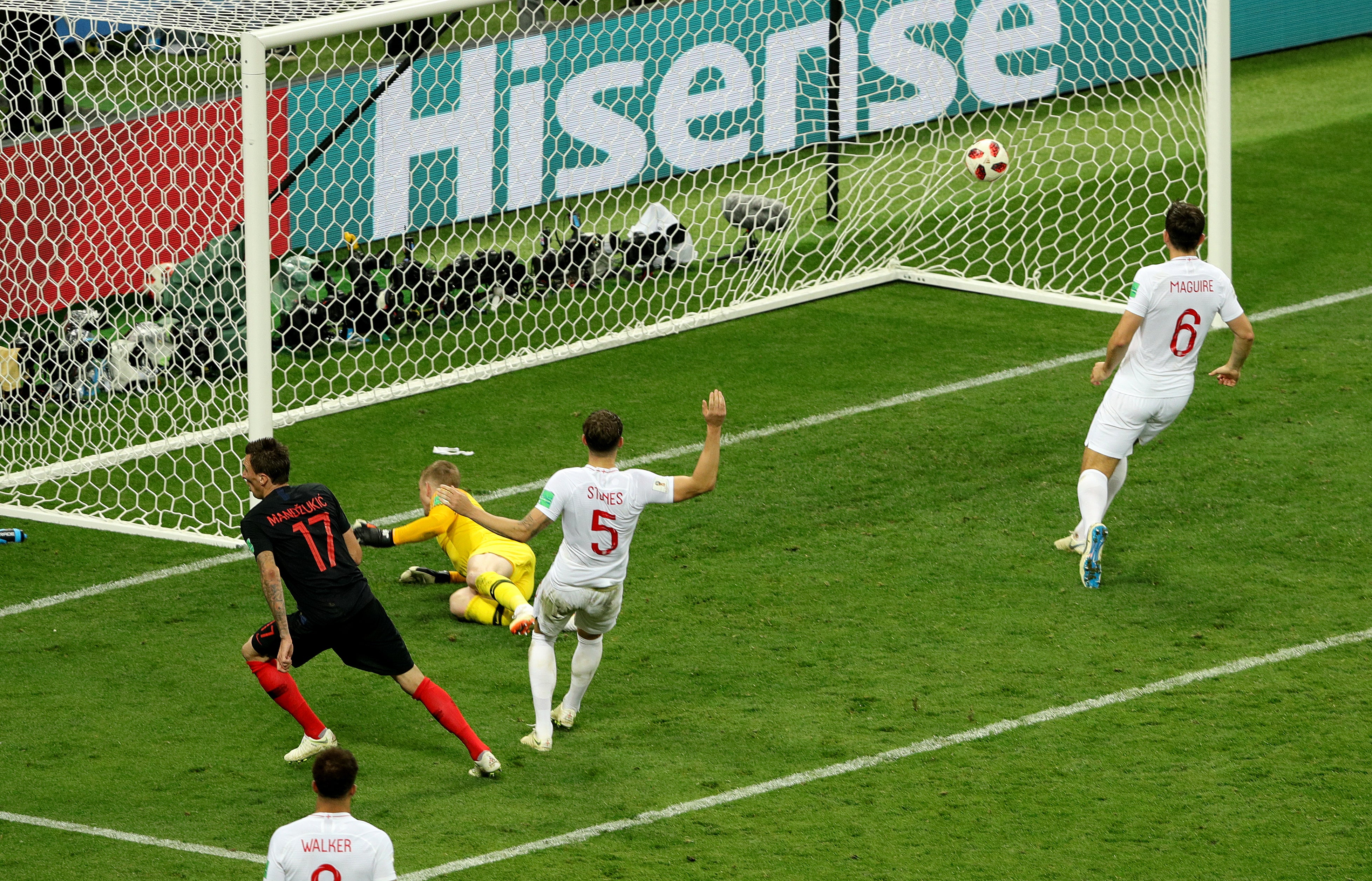 Croatia’s Mario Mandzukic (17) scored the winner in the 2018 World Cup semi-final against England, and the two teams will face each other again this summer