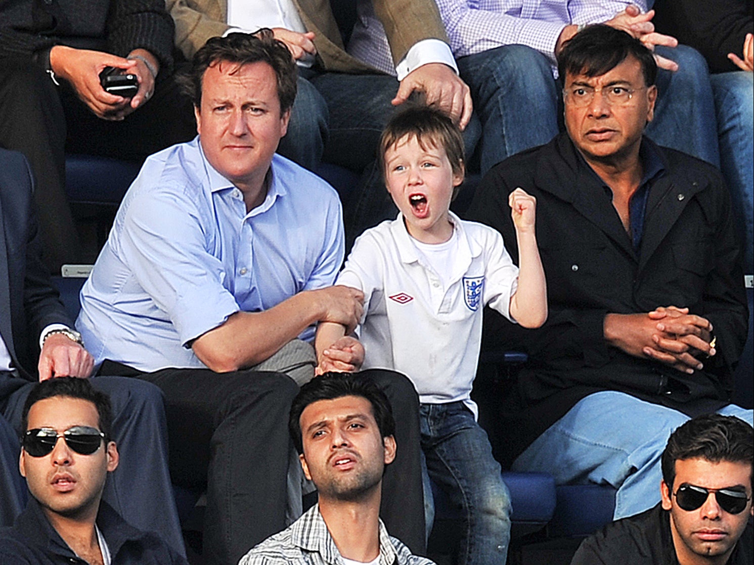 David Cameron and son Arthur at Loftus Road watching QPR take on Aston Villa... or was it West Ham?