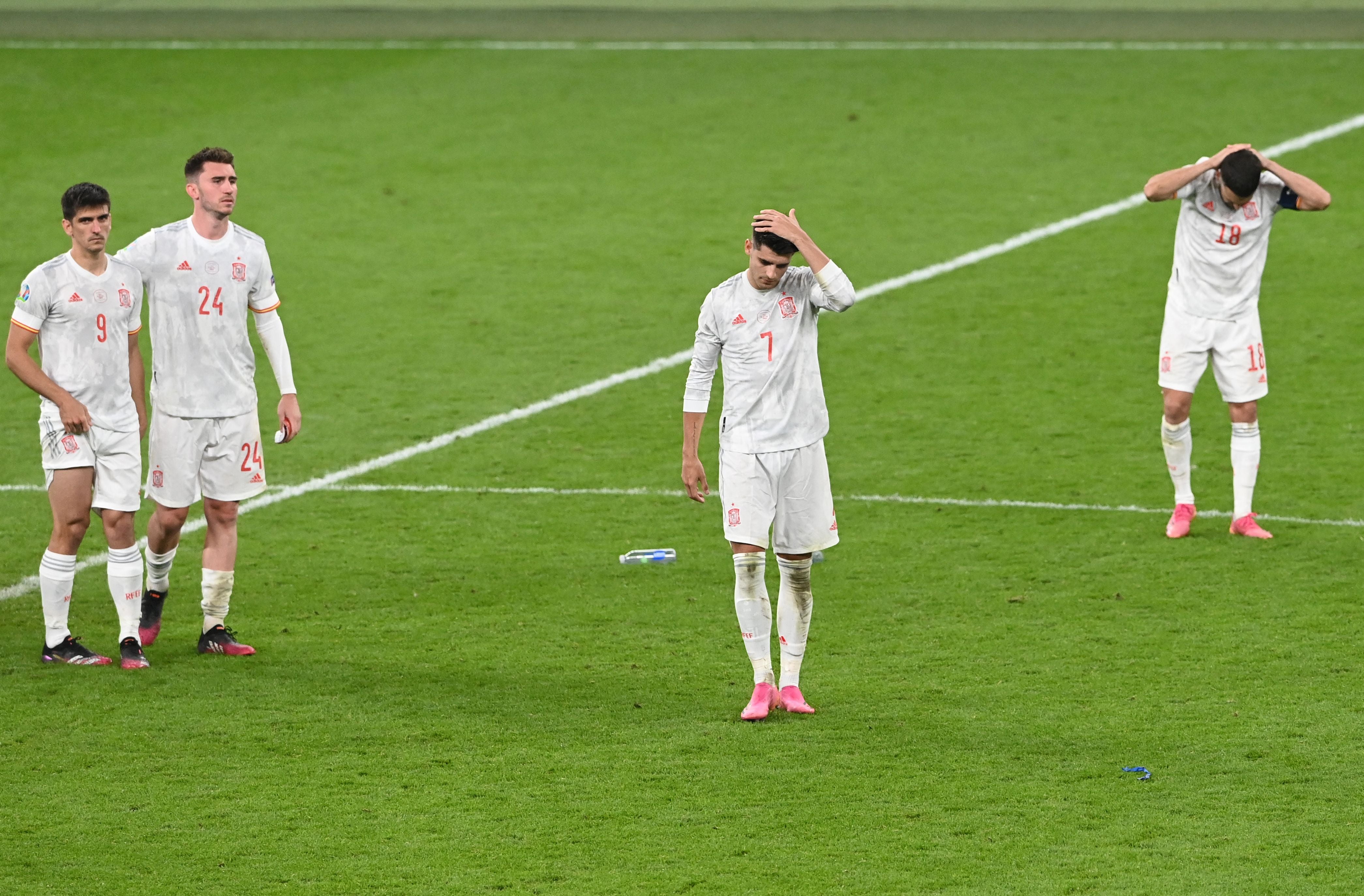 Alvaro Morata reacts after Spain suffer defeat to Italy on penalties