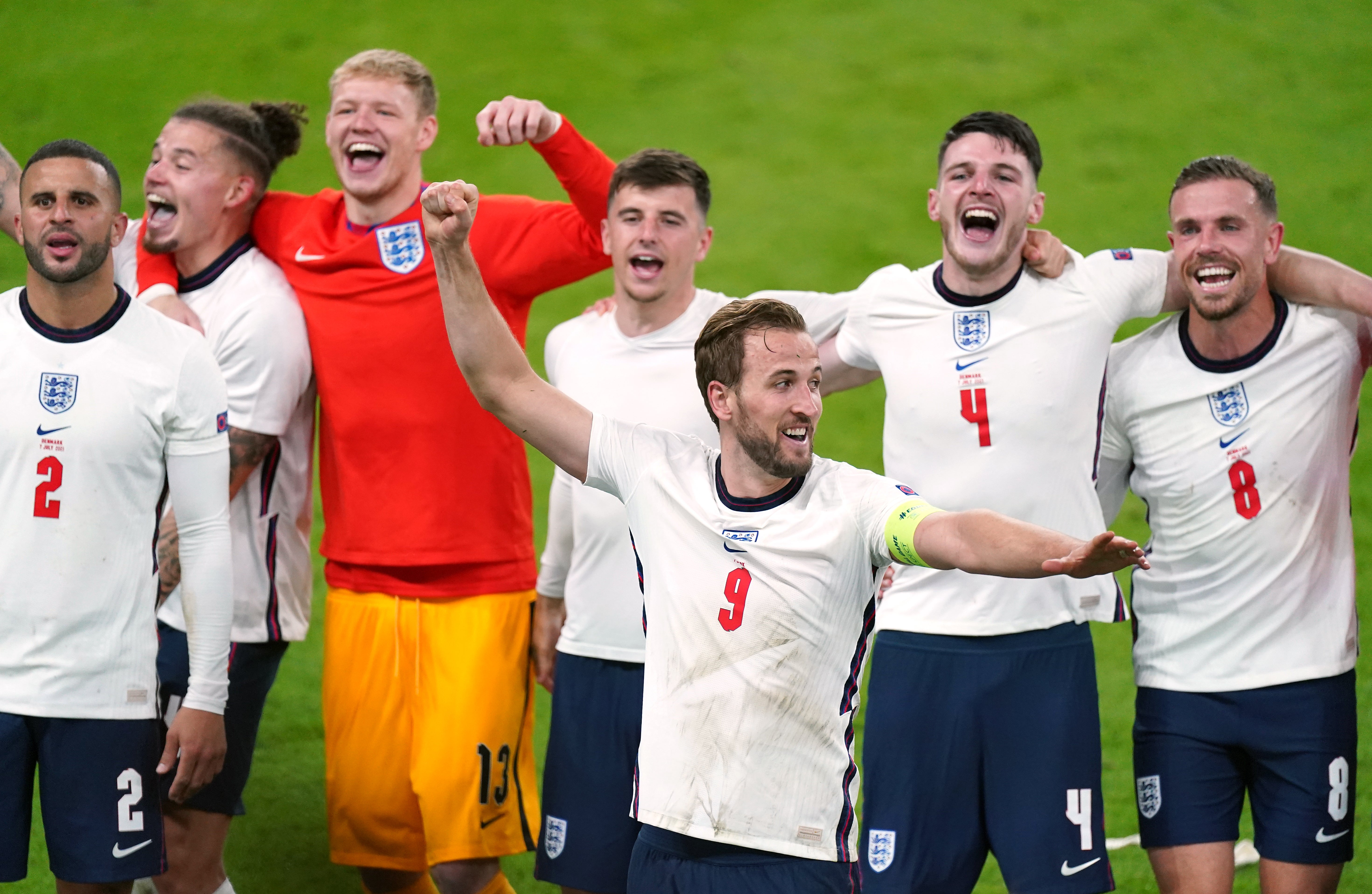 England players celebrate at full-time