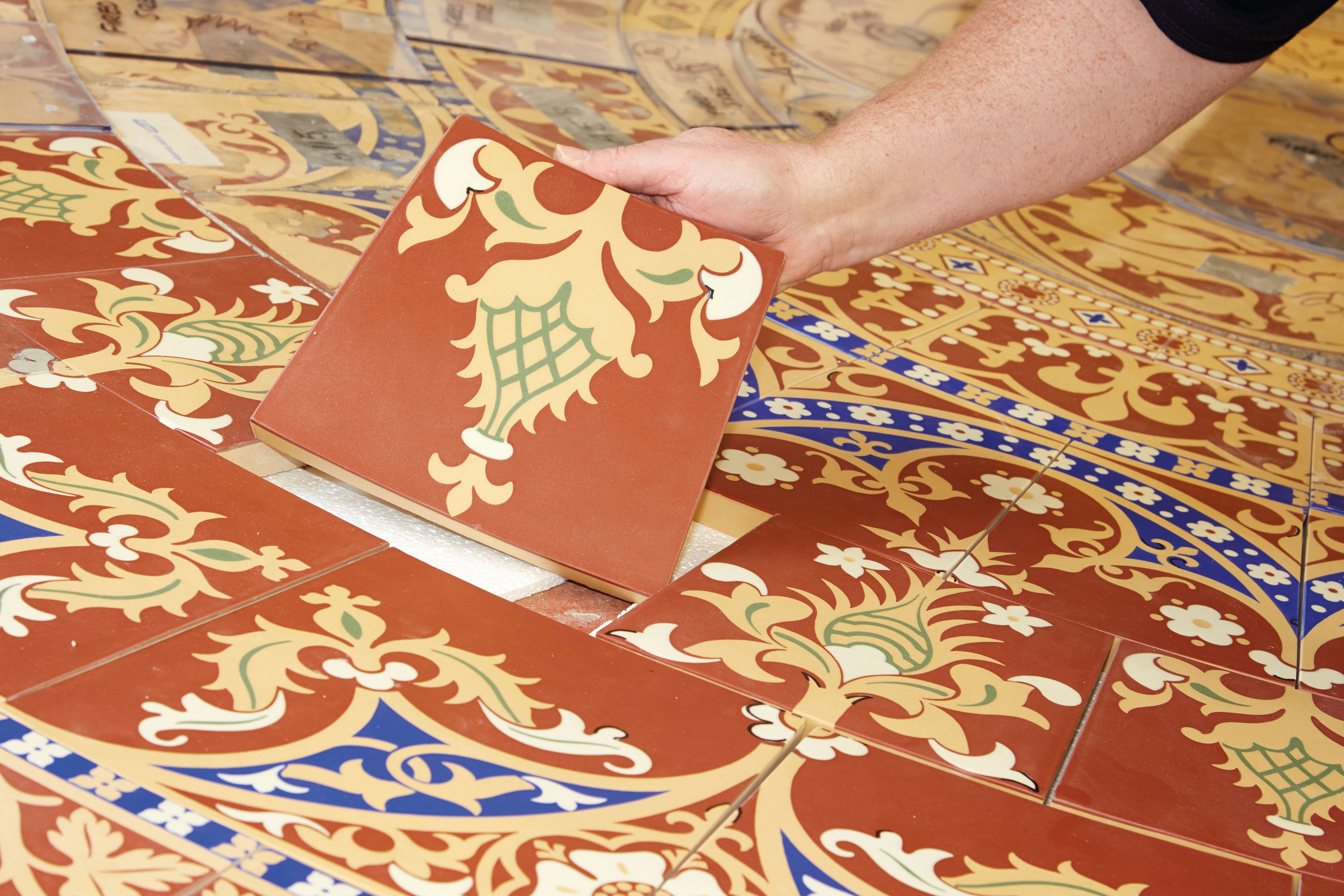 Exquisite restoration of the floor tiles in the iconic Central Lobby of the Houses of Parliament