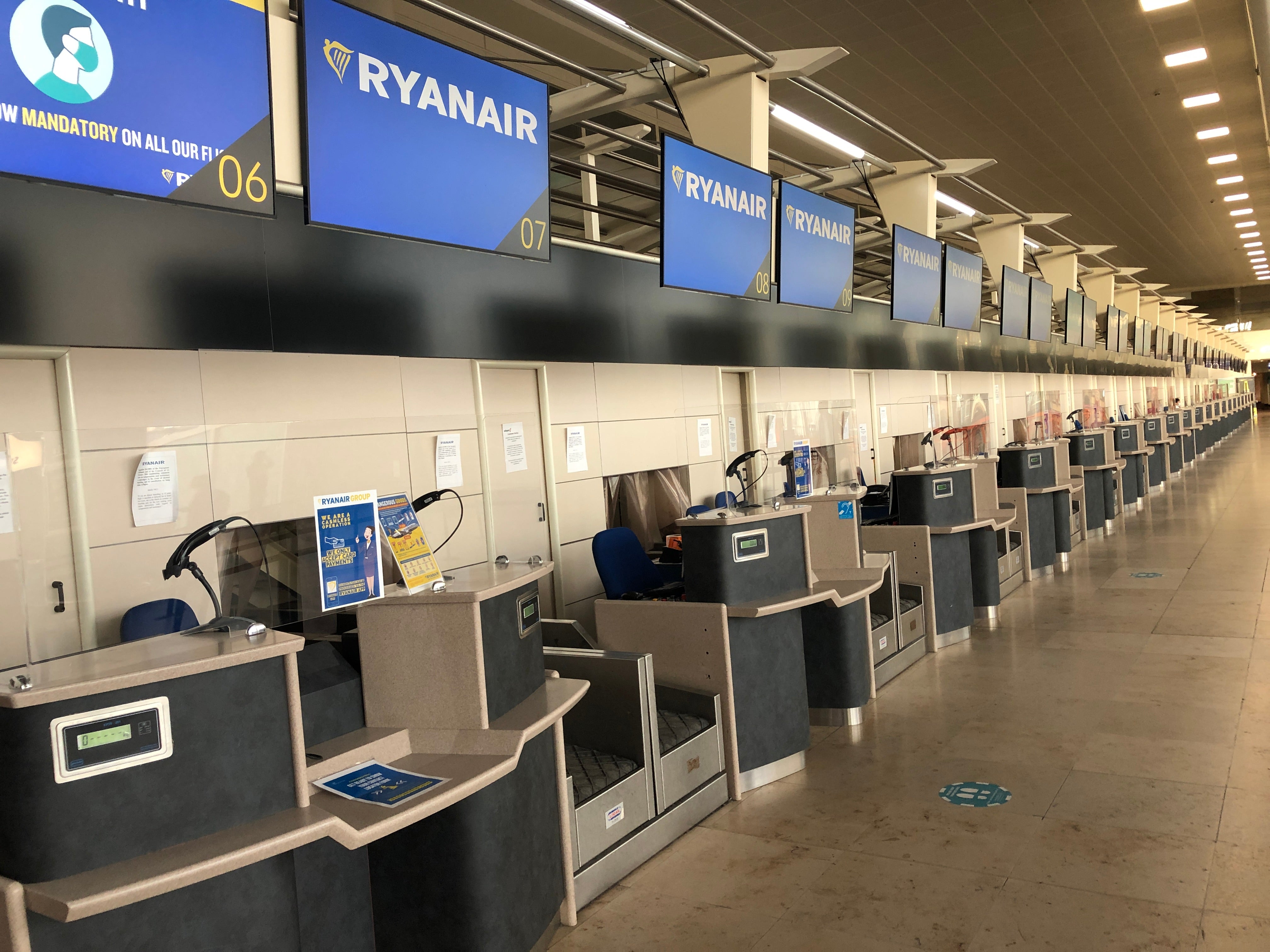 Empty quarter: check in desks at Liverpool John Lennon Airport