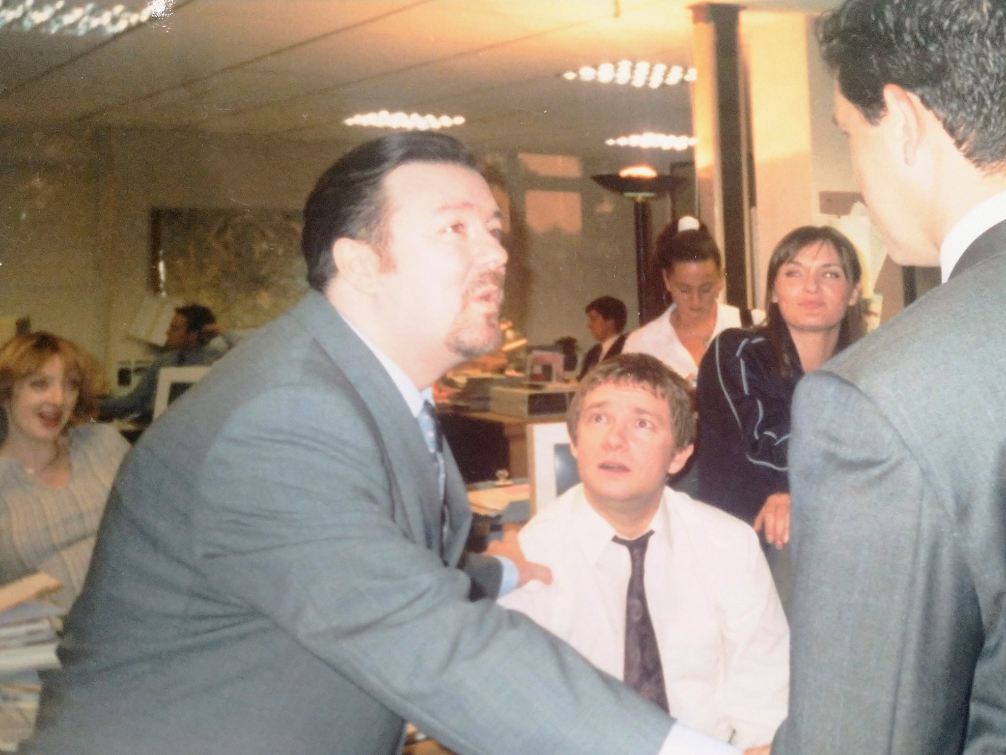 The creation of a classic: Ricky Gervais and Martin Freeman on the set of ‘The Office’ in 2001