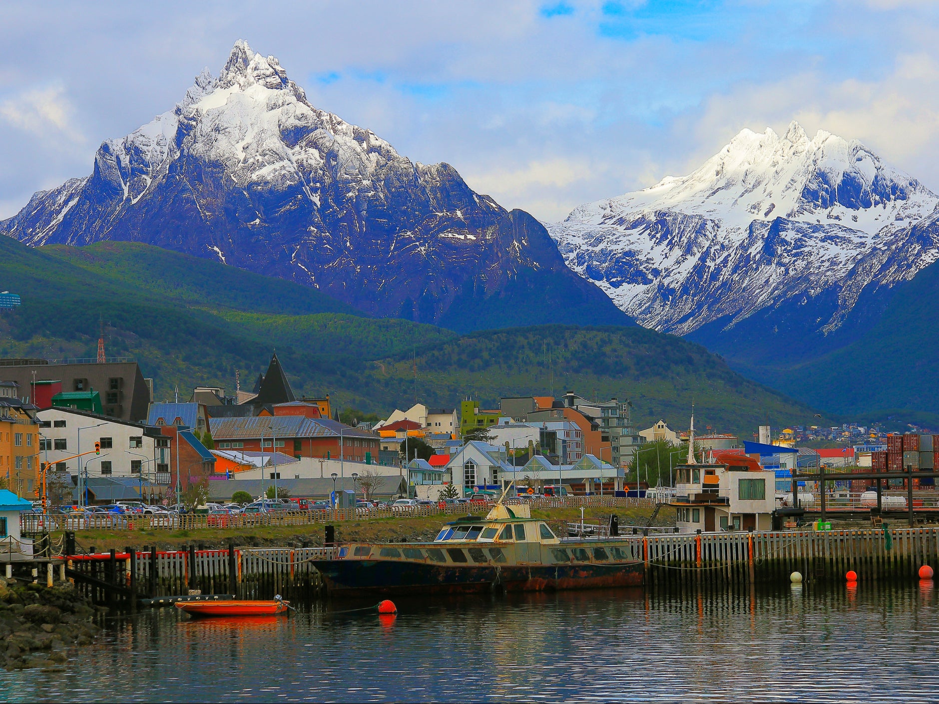 Ushuaia harbour in the Beagle Channel in Tierra Del Fuego, the region which has rejected plans for a large salmon farm, in Argentina