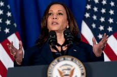 Kamala Harris announces $25m Democratic plan to help combat voter suppression