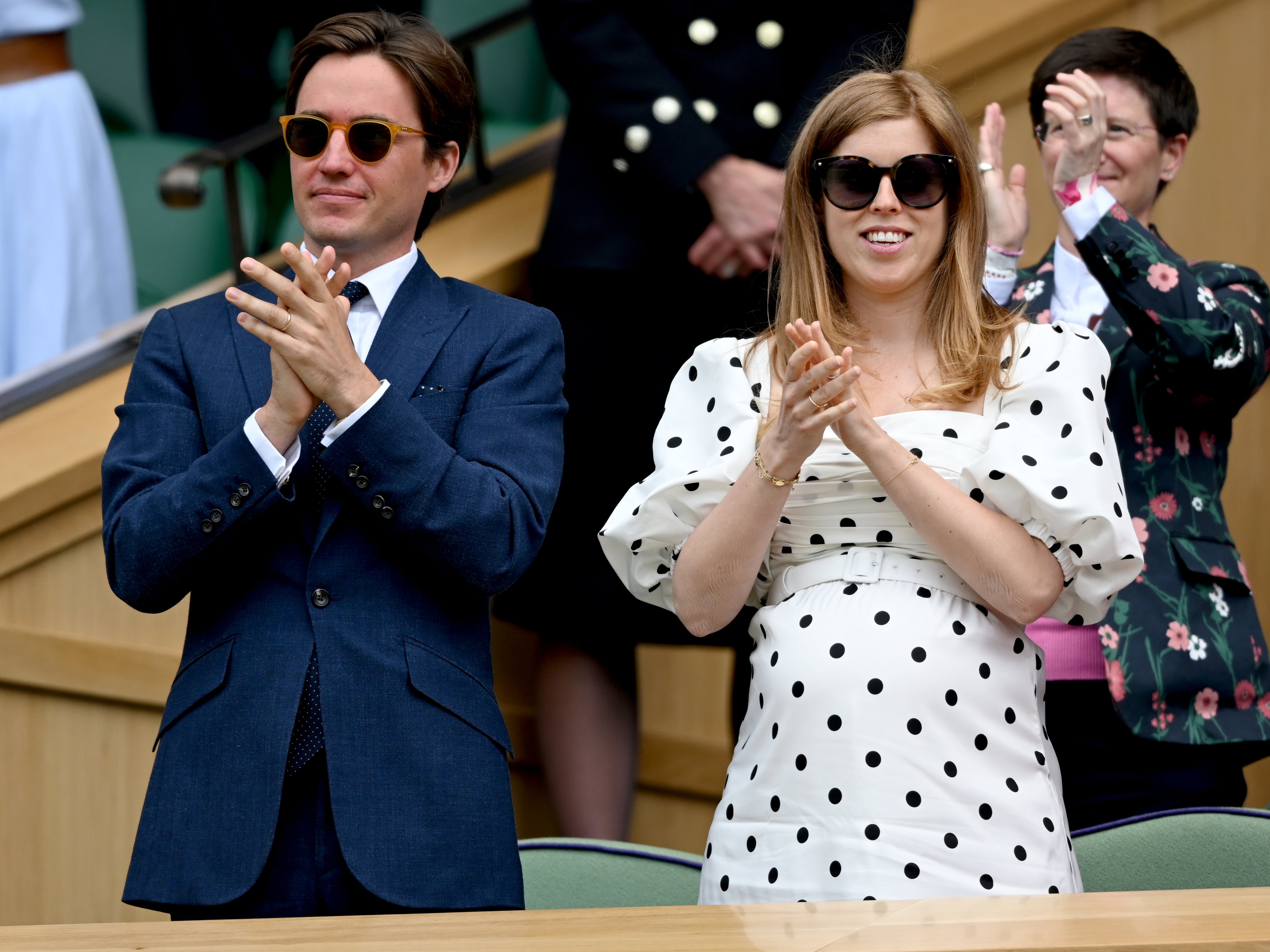 Edo Mapelli Mozzi and Princess Beatrice, Mrs Edoardo Mapelli Mozzi attend Wimbledon Championships Tennis Tournament at All England Lawn Tennis and Croquet Club on 8 July 2021