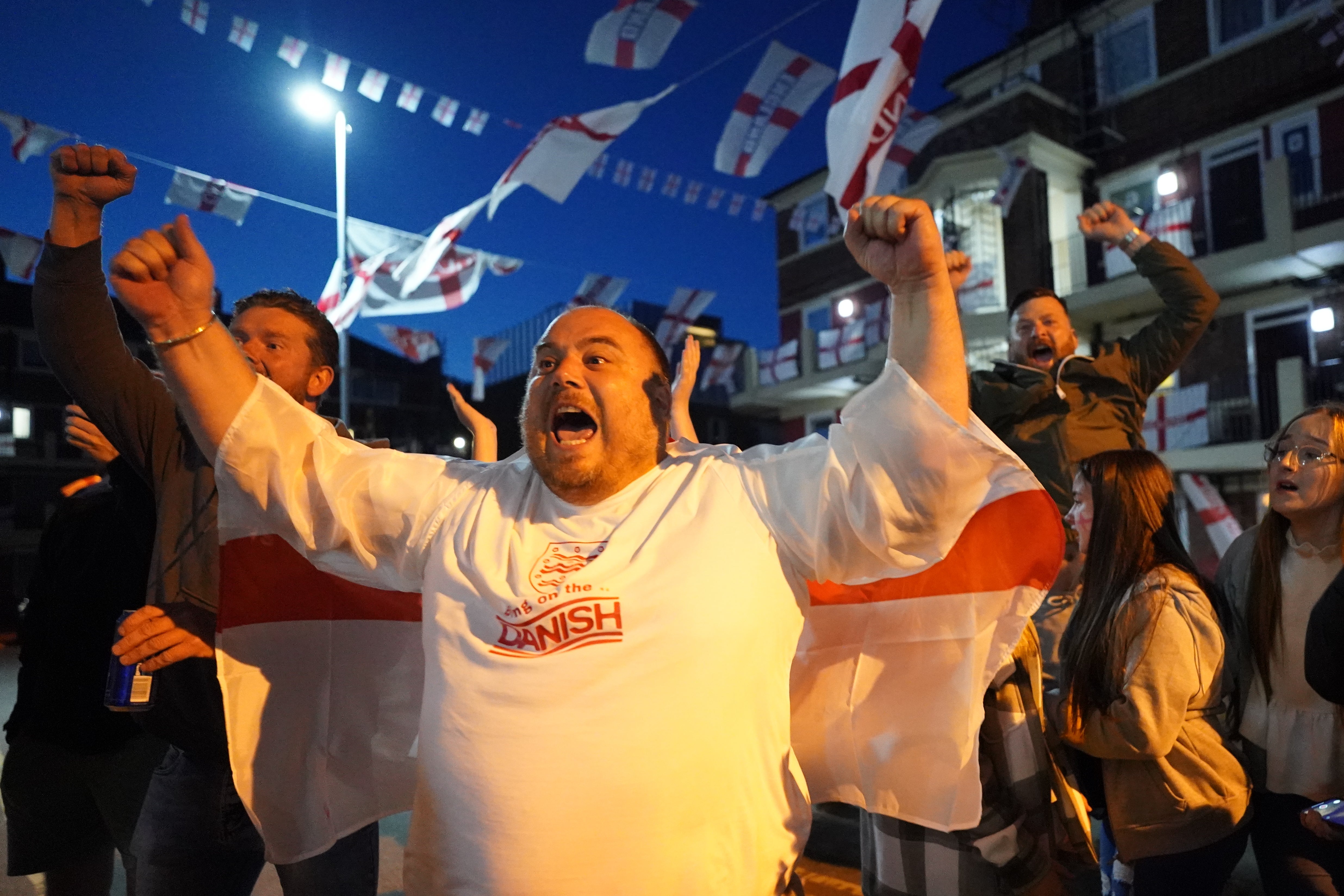 Fans watching England v Denmark