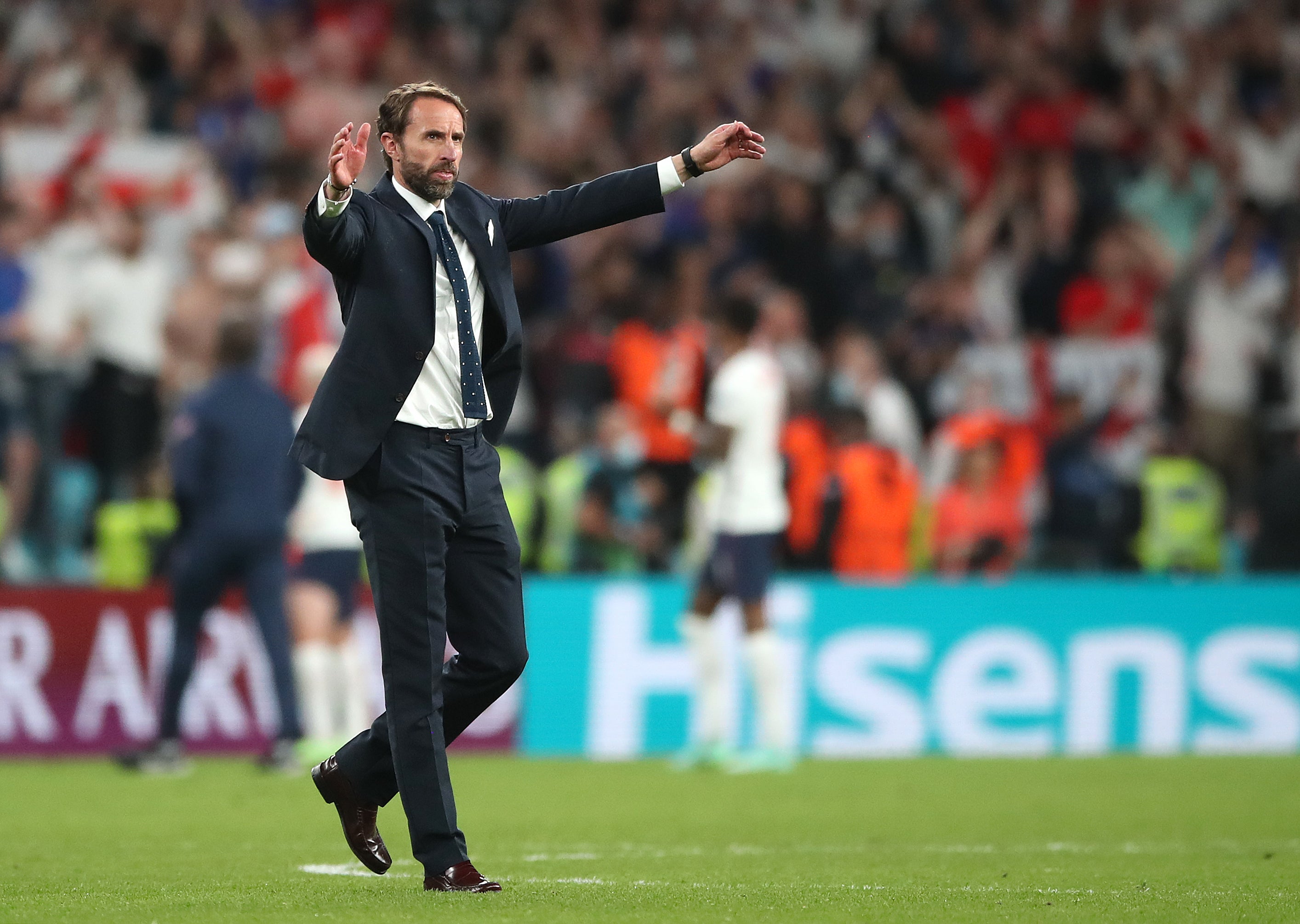 Gareth Southgate celebrates reaching the Euro 2020 final