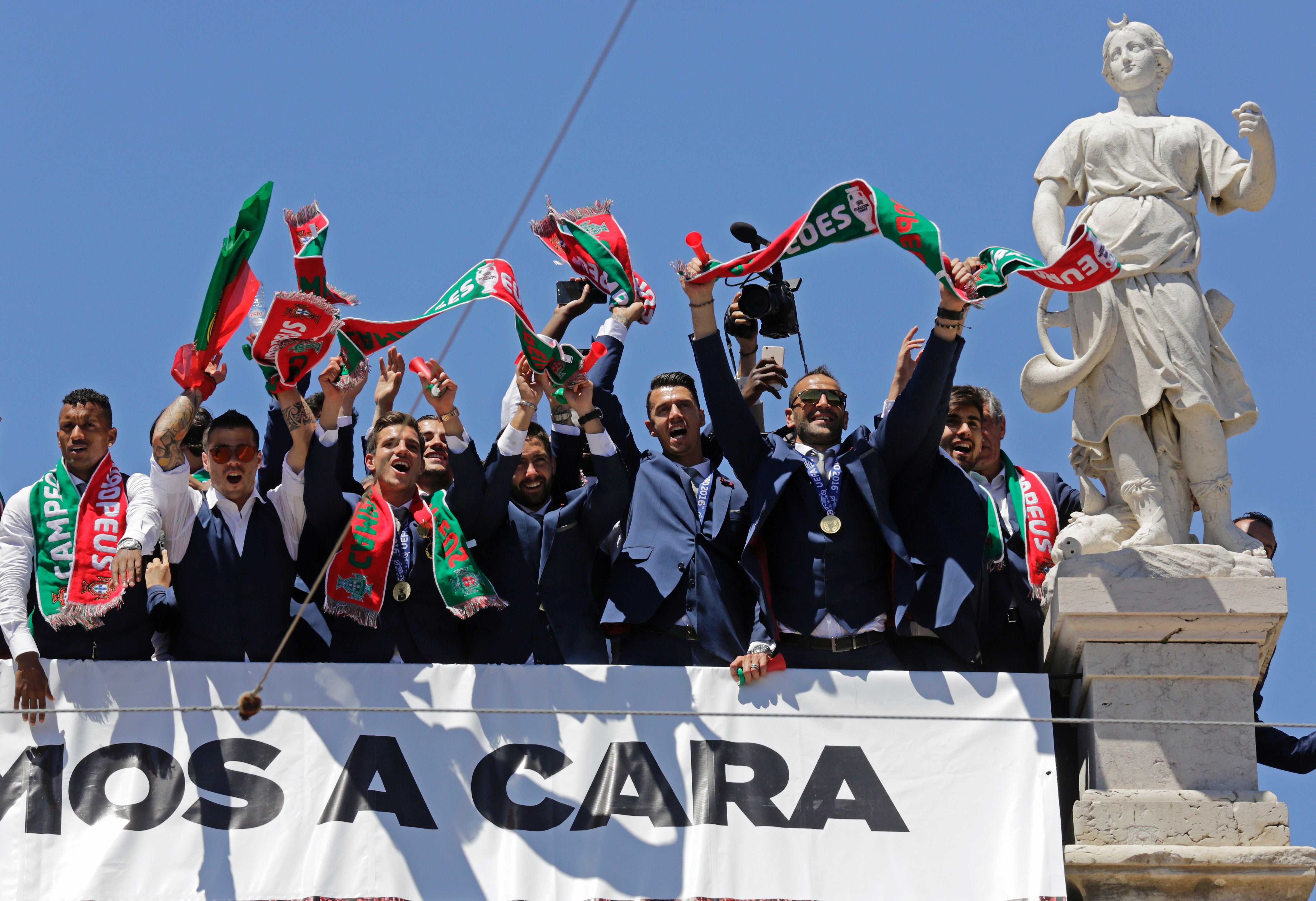 Portugal celebrate their Euro 2016 triumph after returning to Lisbon