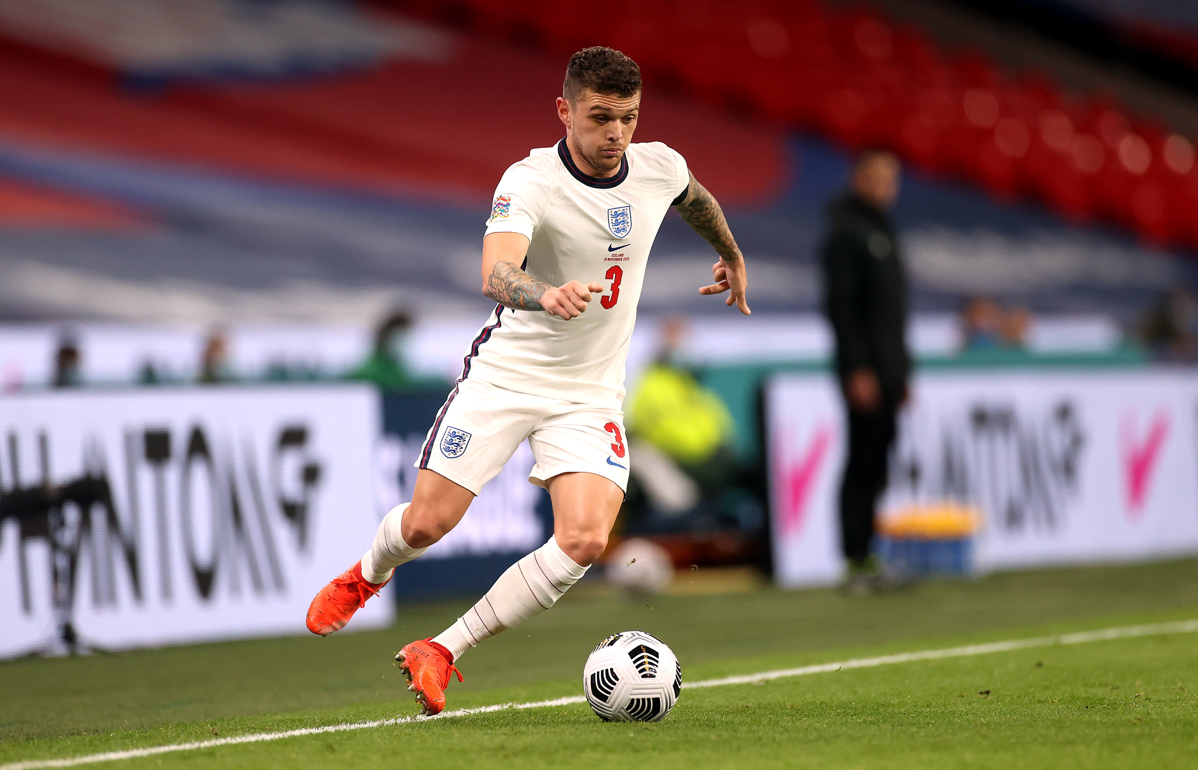 England's Kieran Trippier dribbles the ball