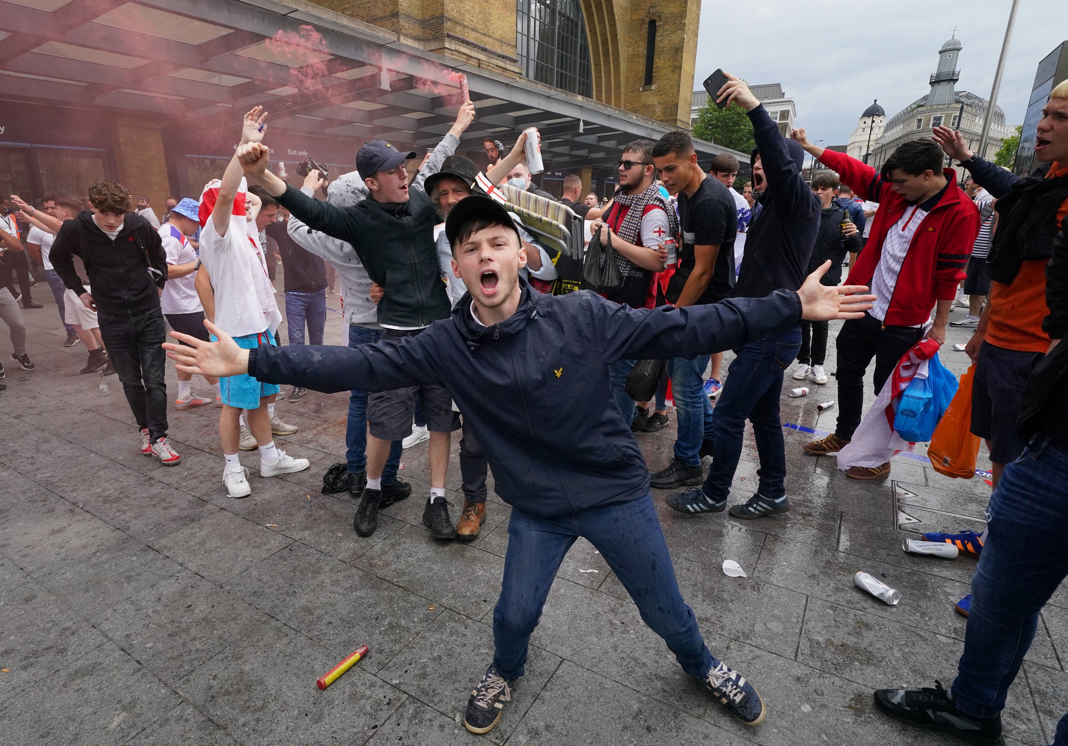 Fans outside Kings Cross station