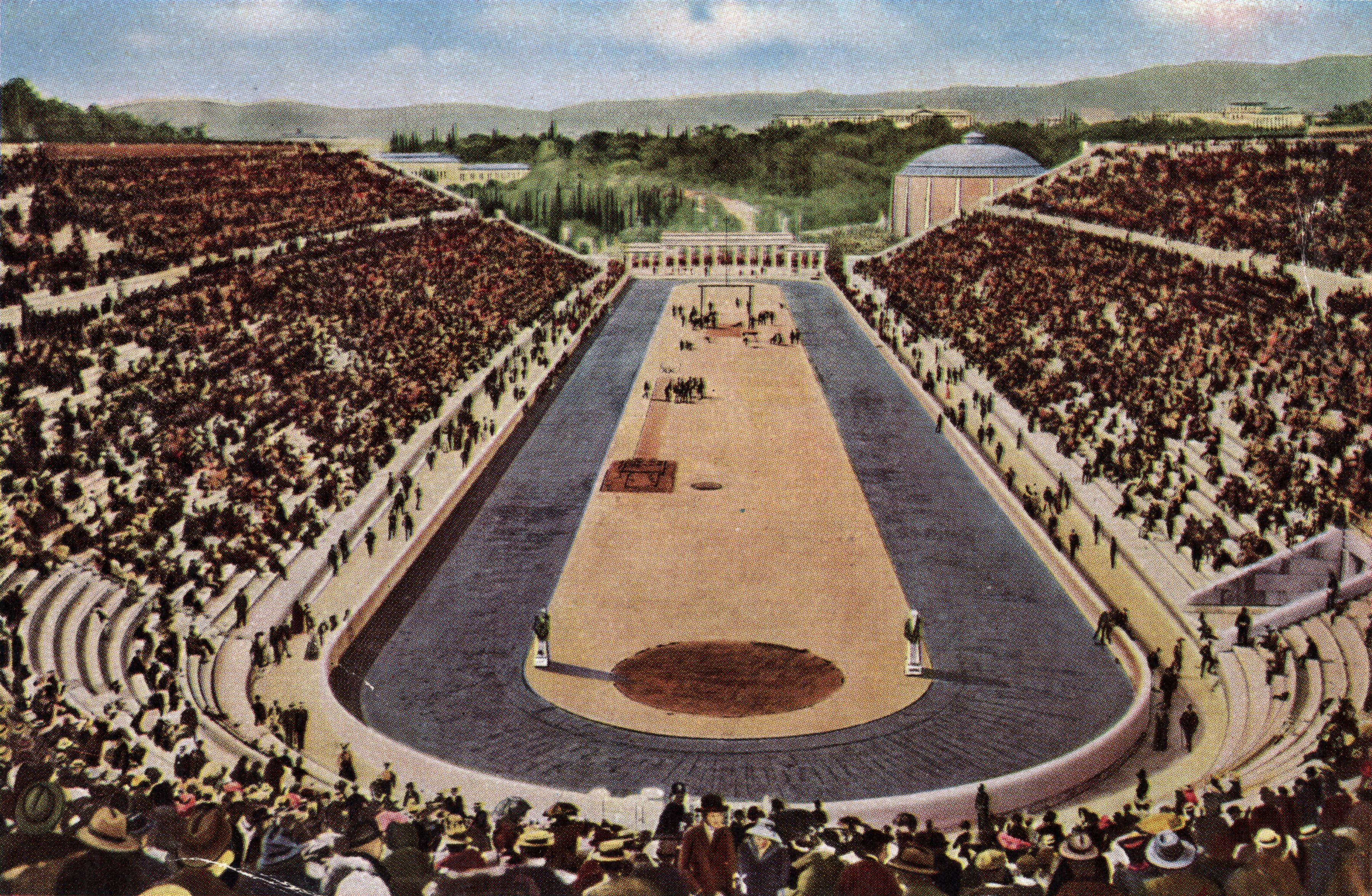 Louis carried the weight of a nation as he entered the ancient, restored Panathenaic stadium in Athens