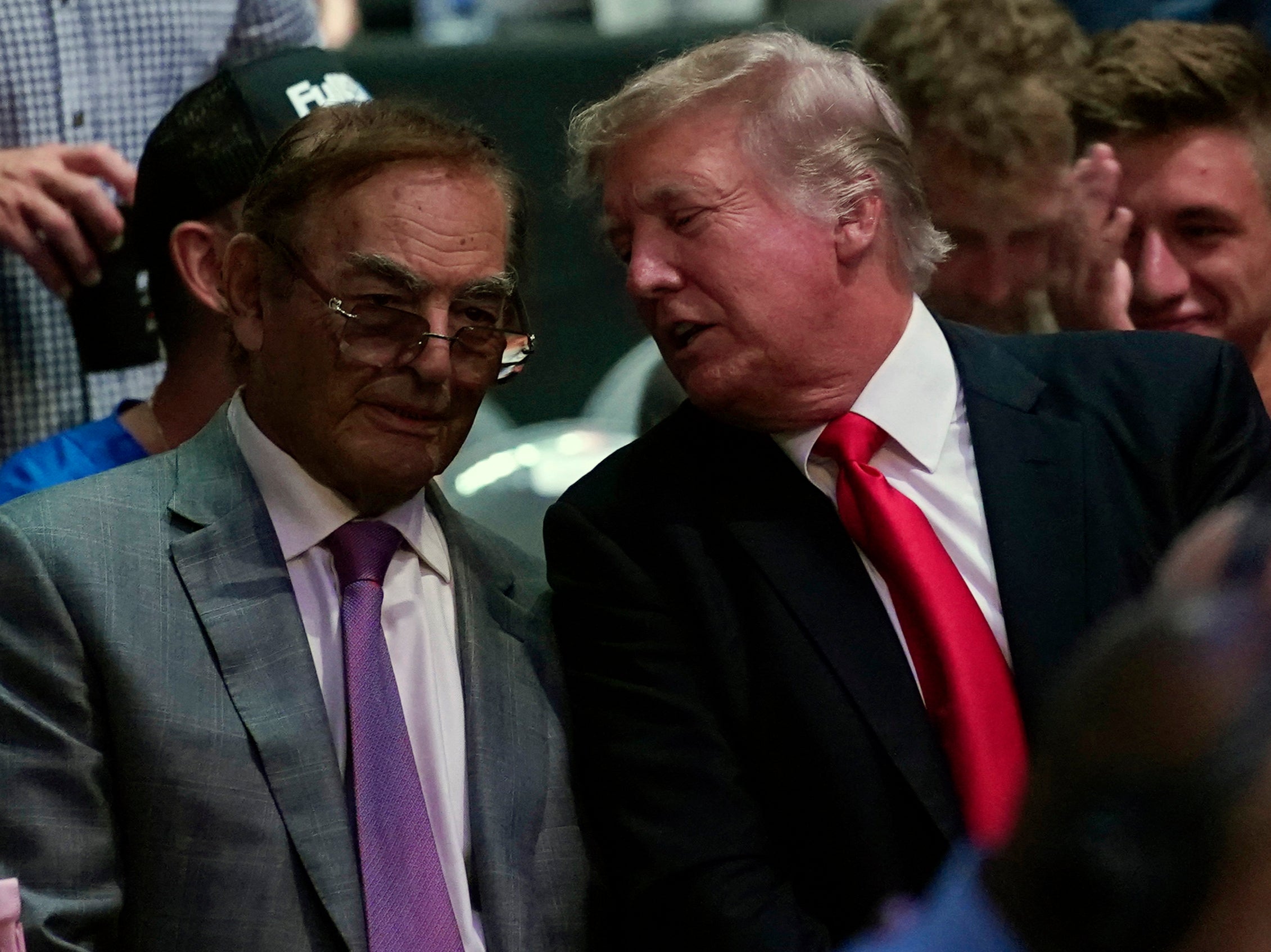 Former U.S. President Donald Trump, right, attends UFC 264, Saturday, July 10, 2021, in Las Vegas.