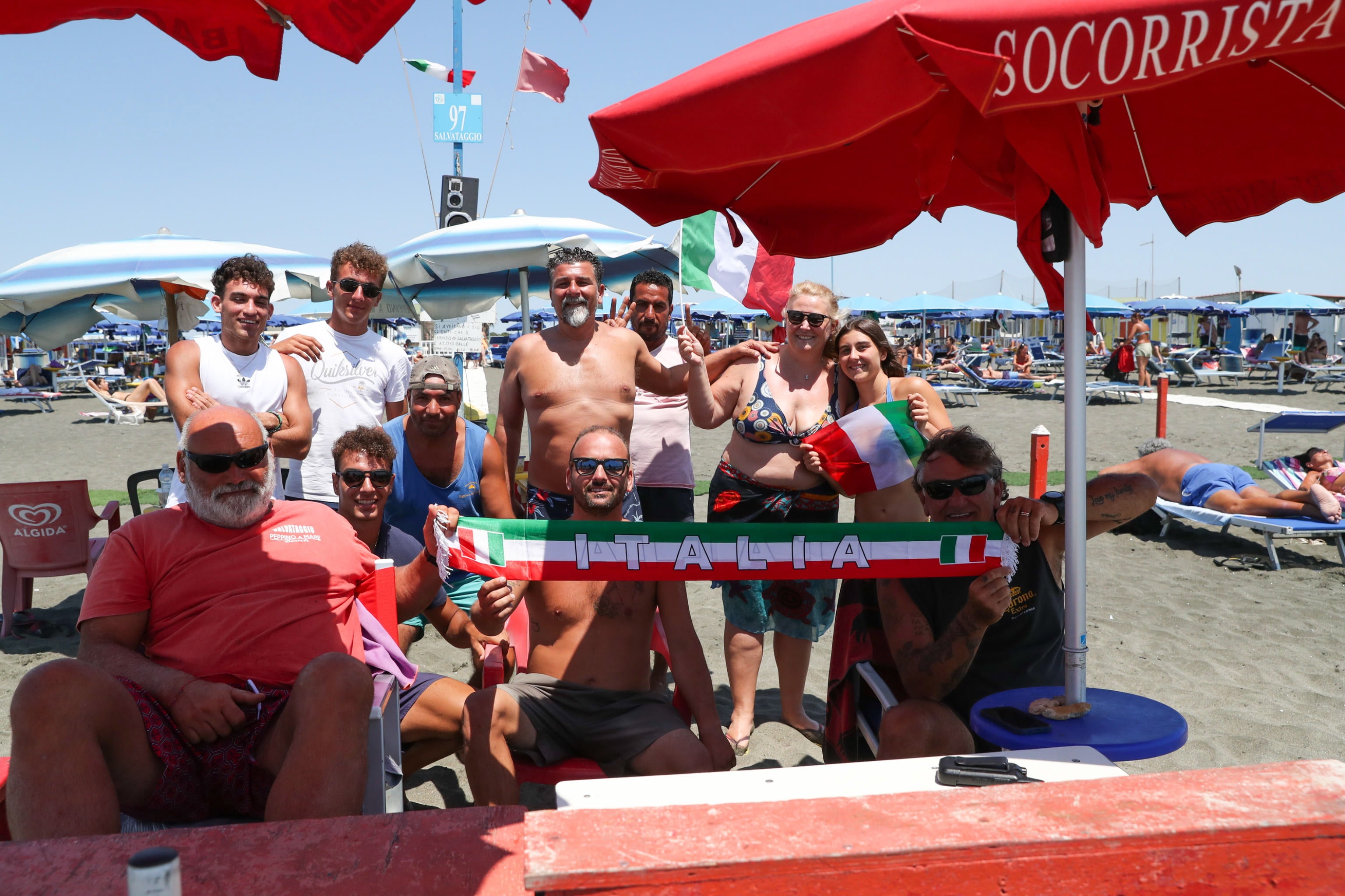 Italian fans on the beaches on Sunday