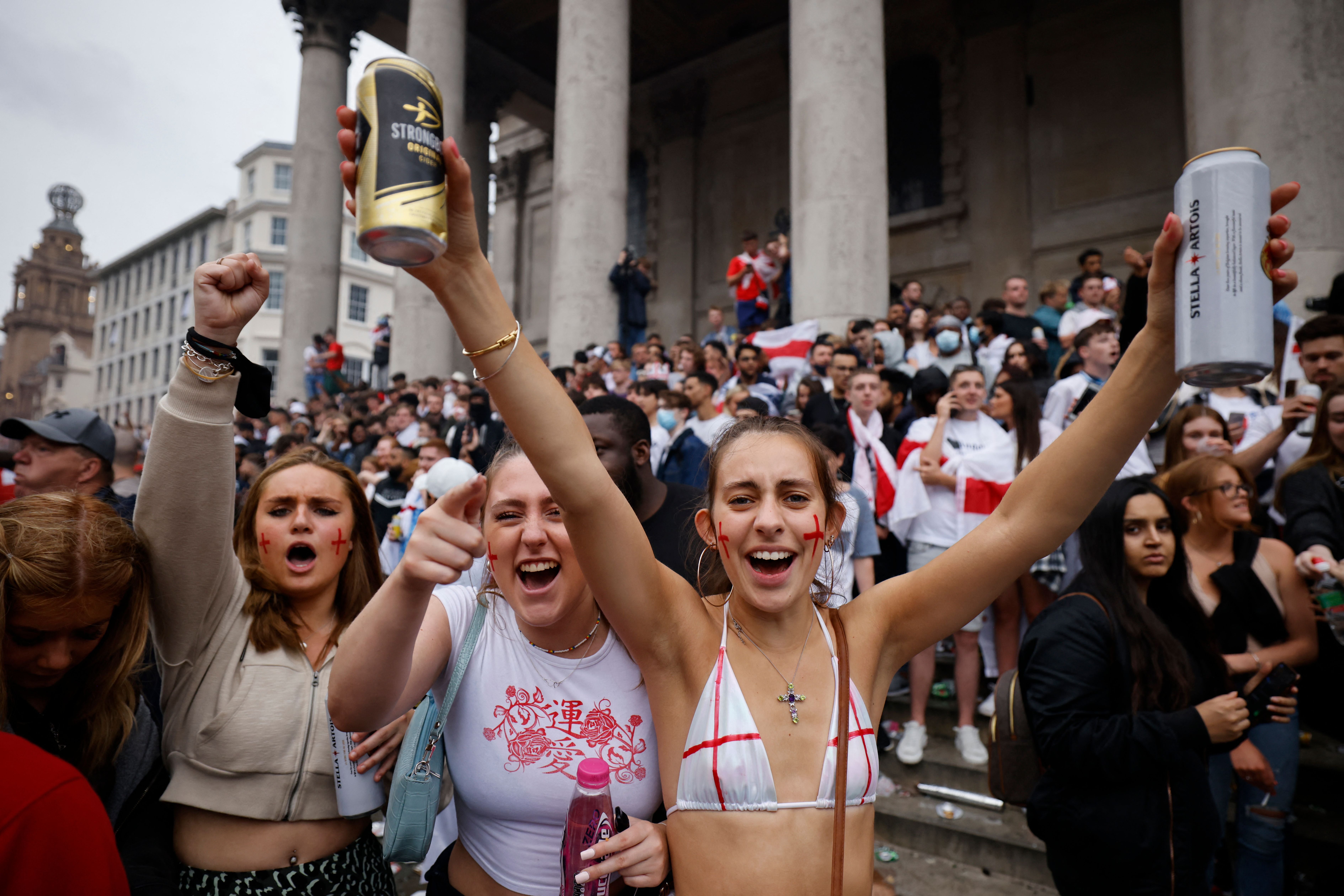 England supporters in Trafalgar Square on 11 July