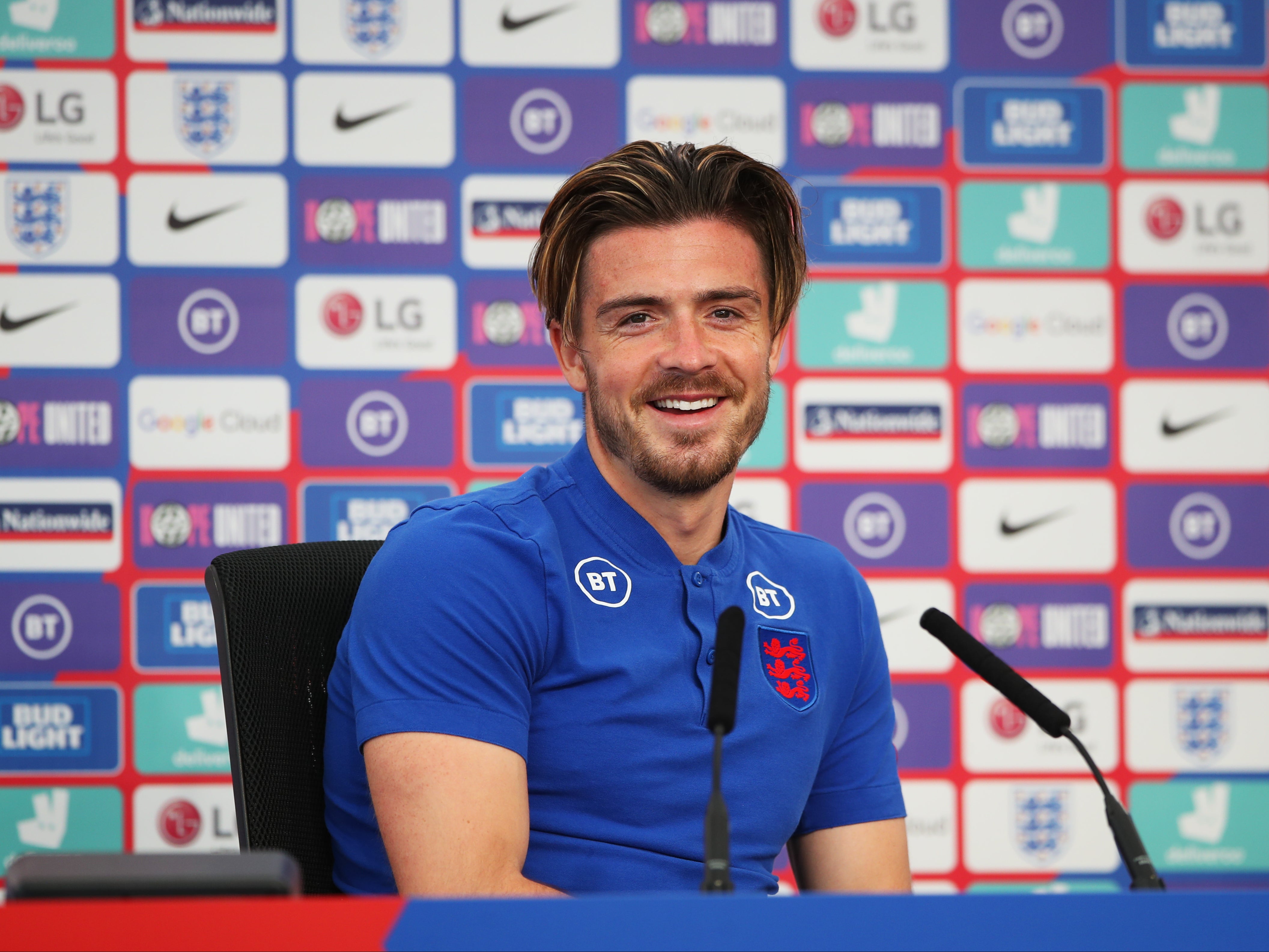 Jack Grealish during an England press conference