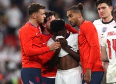 ‘Love always wins’: Bukayo Saka responds to racist abuse after England’s Euro 2020 final defeat