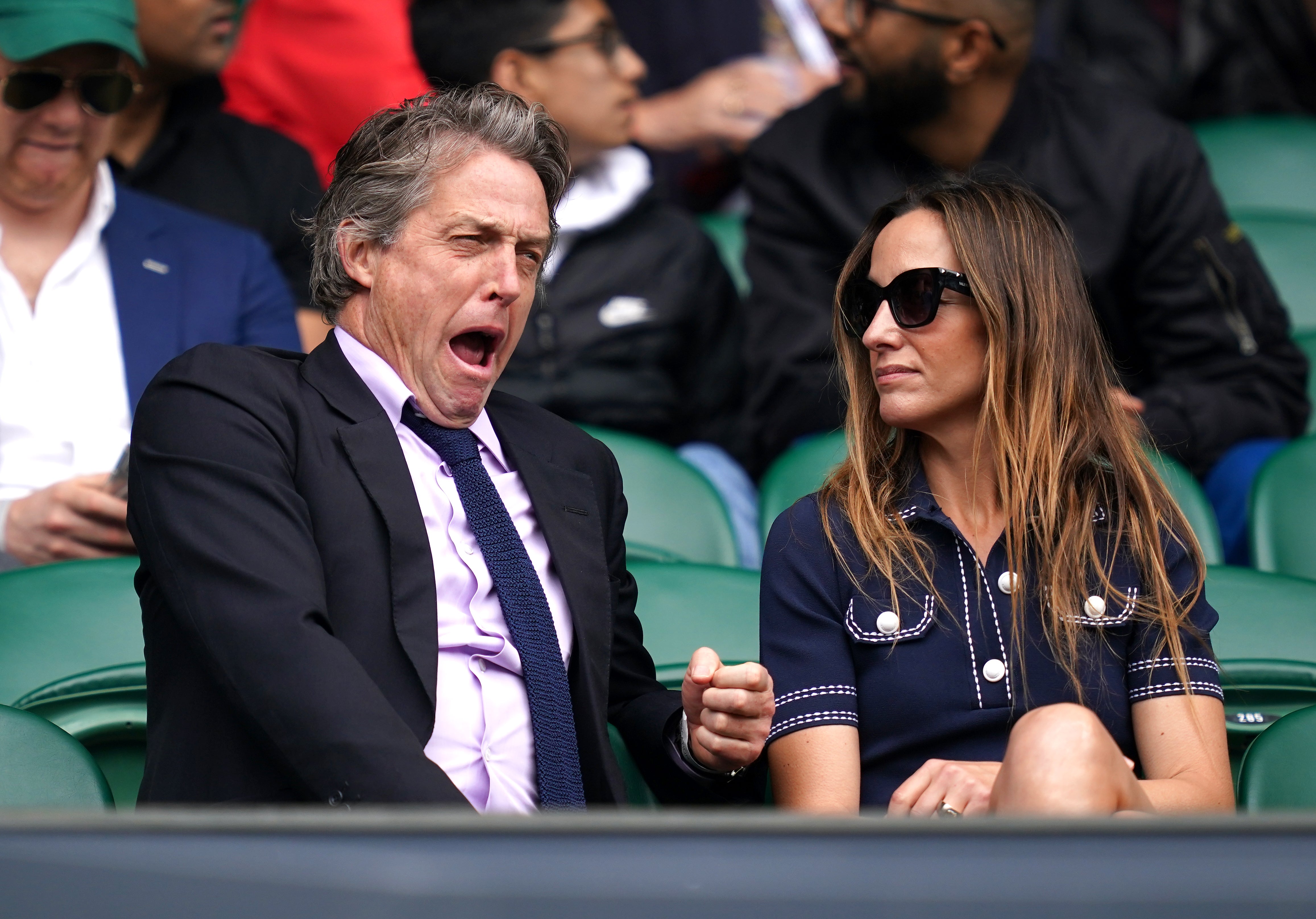 Hugh Grant, left, and Anna Elisabet Eberstein